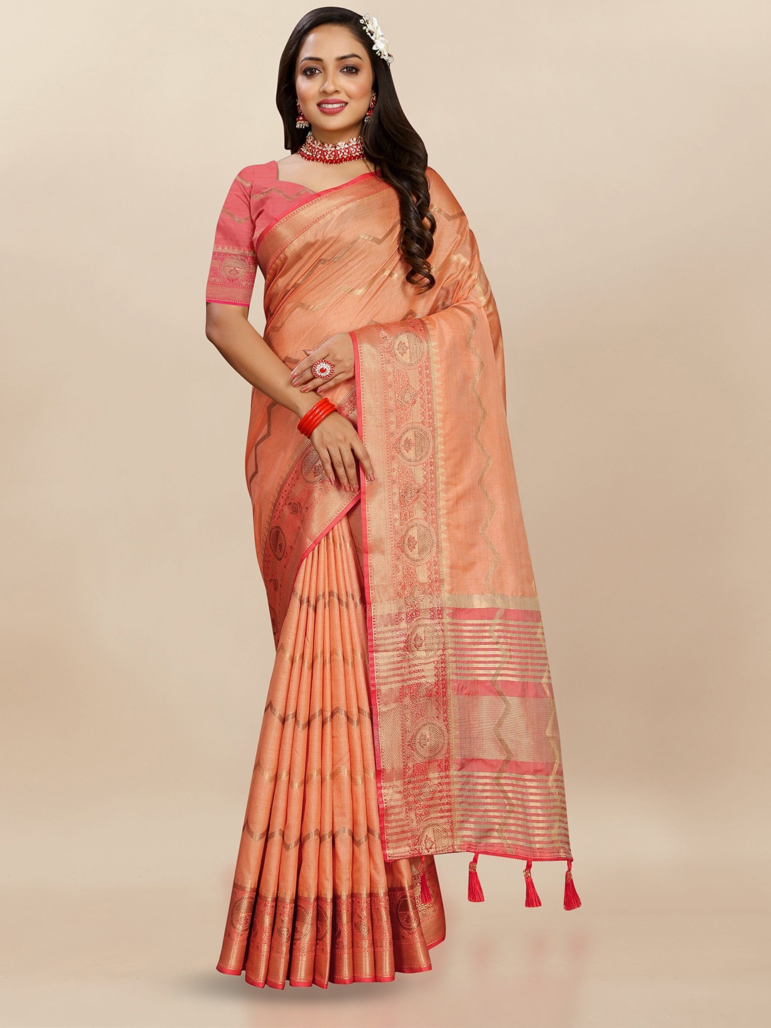 

Upalksh Woven Design Zari Banarasi Saree, Orange