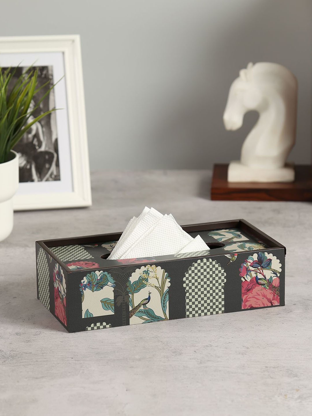 

India Circus by Krsnaa Mehta Black & White Printed Tissue Holder