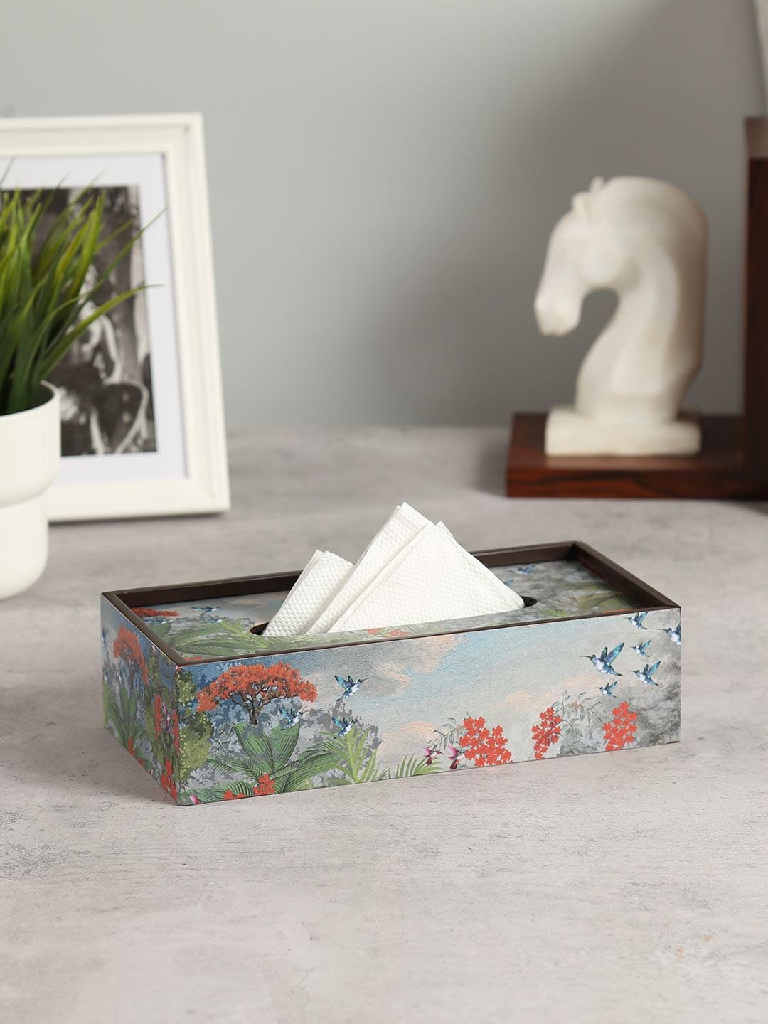 

India Circus by Krsnaa Mehta Blue & Green Printed Tissue Holder