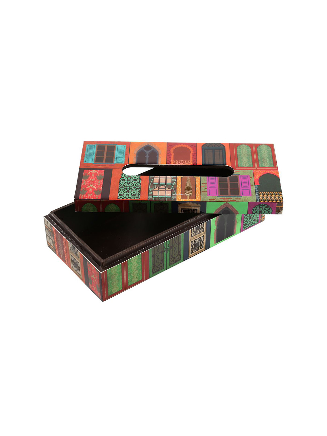 

India Circus by Krsnaa Mehta Red & Green Printed Wooden Tissue Holder