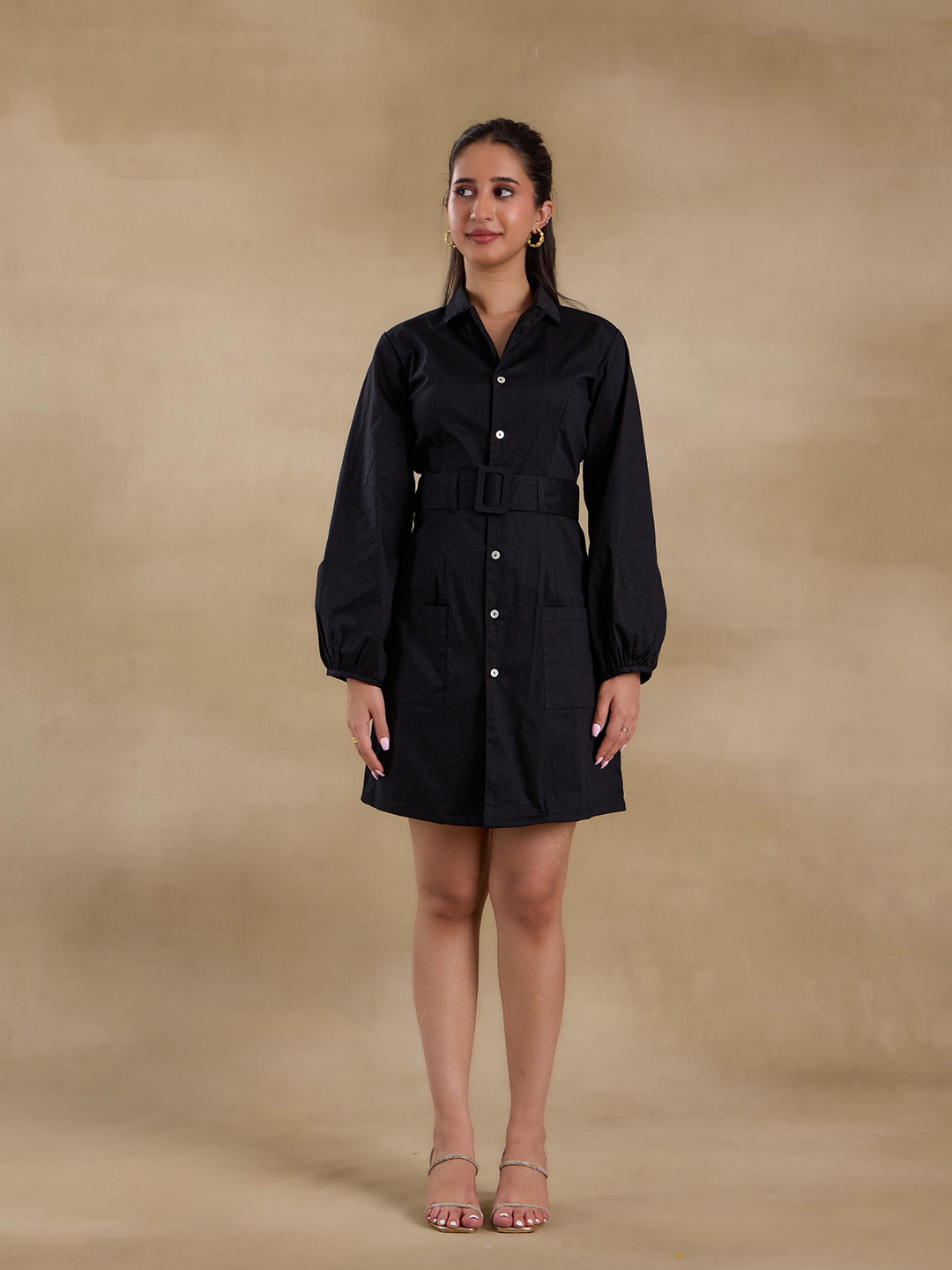 

Alaya By Stage3 Bishop Sleeves Shirt Dress, Black