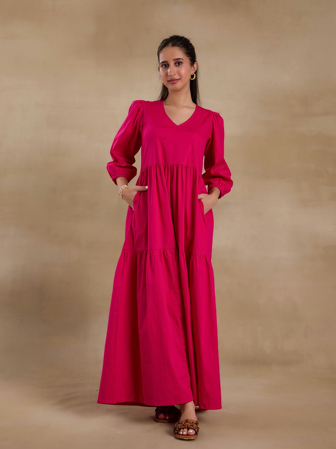 

Alaya By Stage3 Alaya Essentials Puff Sleeve Maxi Dress, Fuchsia