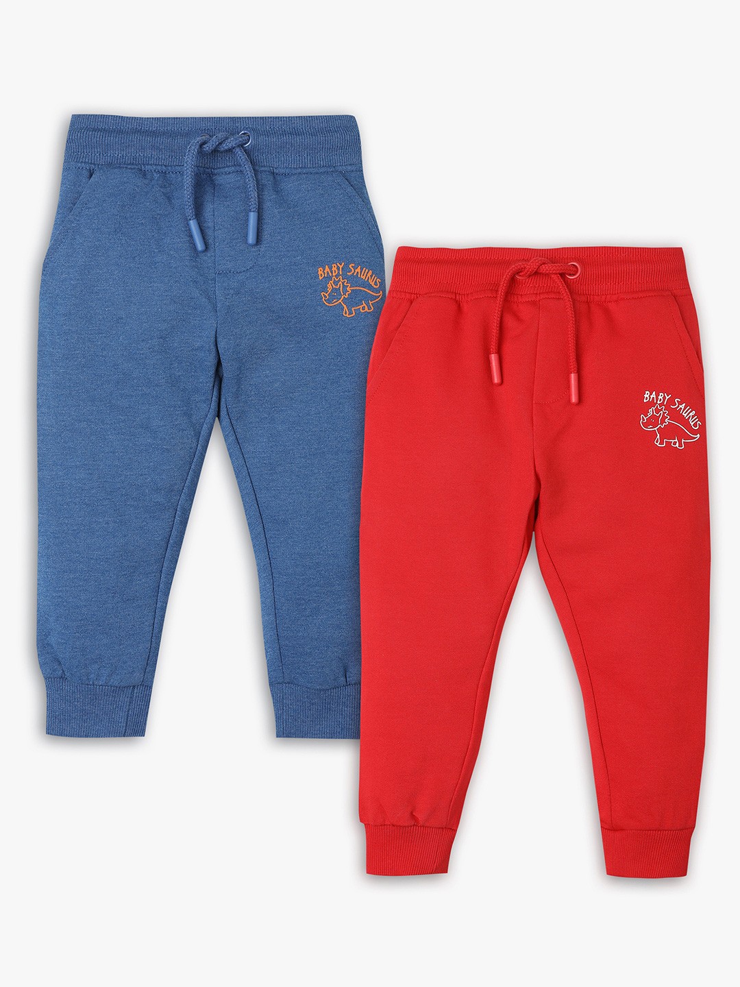 

R&B Boys Pack of 2 Printed Cotton Mid-Rise Joggers, Red