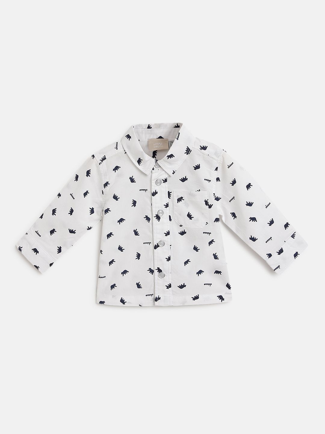 

Chicco Boys Modern Opaque Printed Cutaway Collar Casual Shirt, White