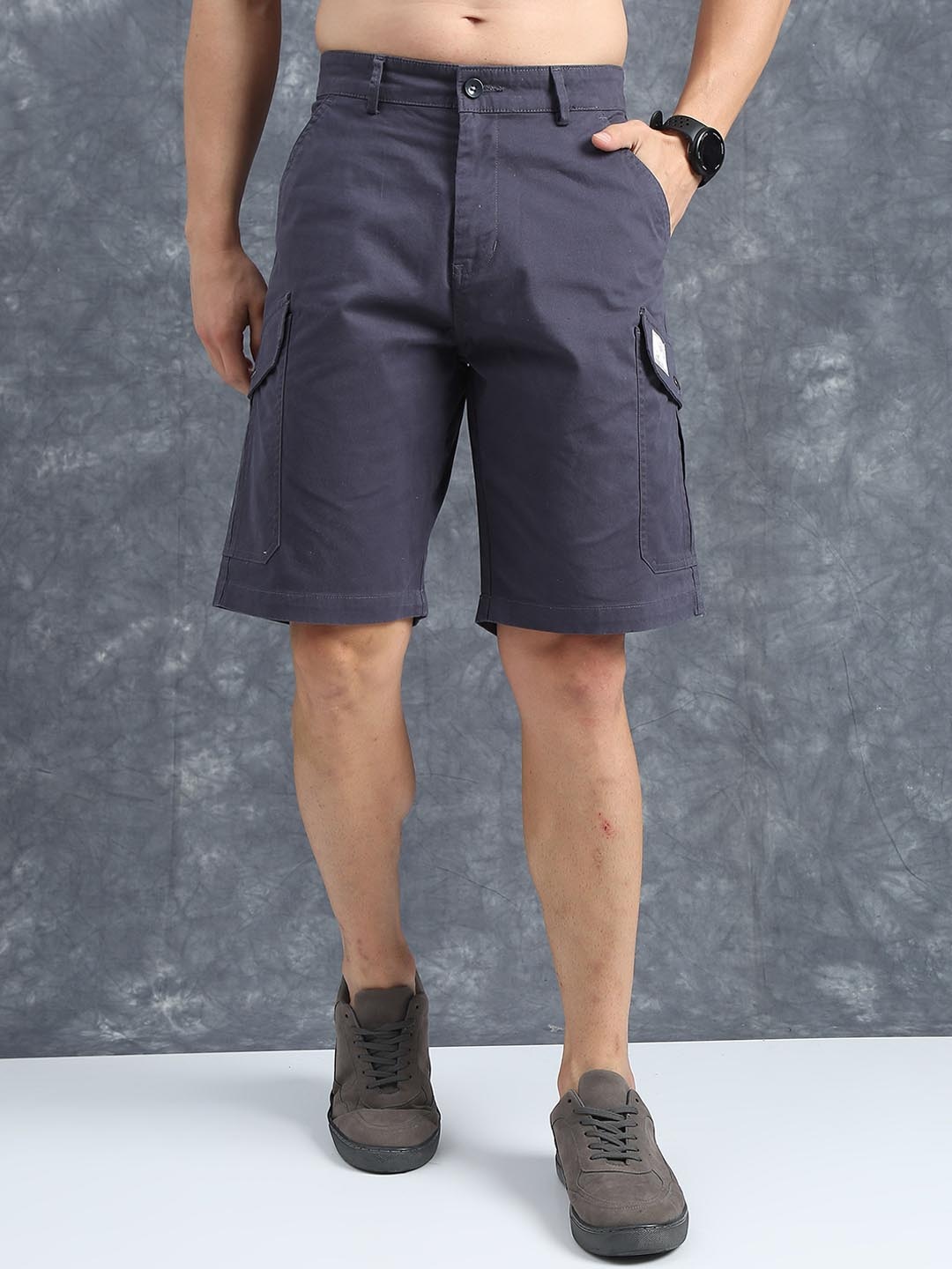 

The Roadster Lifestyle Co Relaxed Fit Cotton Cargo Shorts, Grey