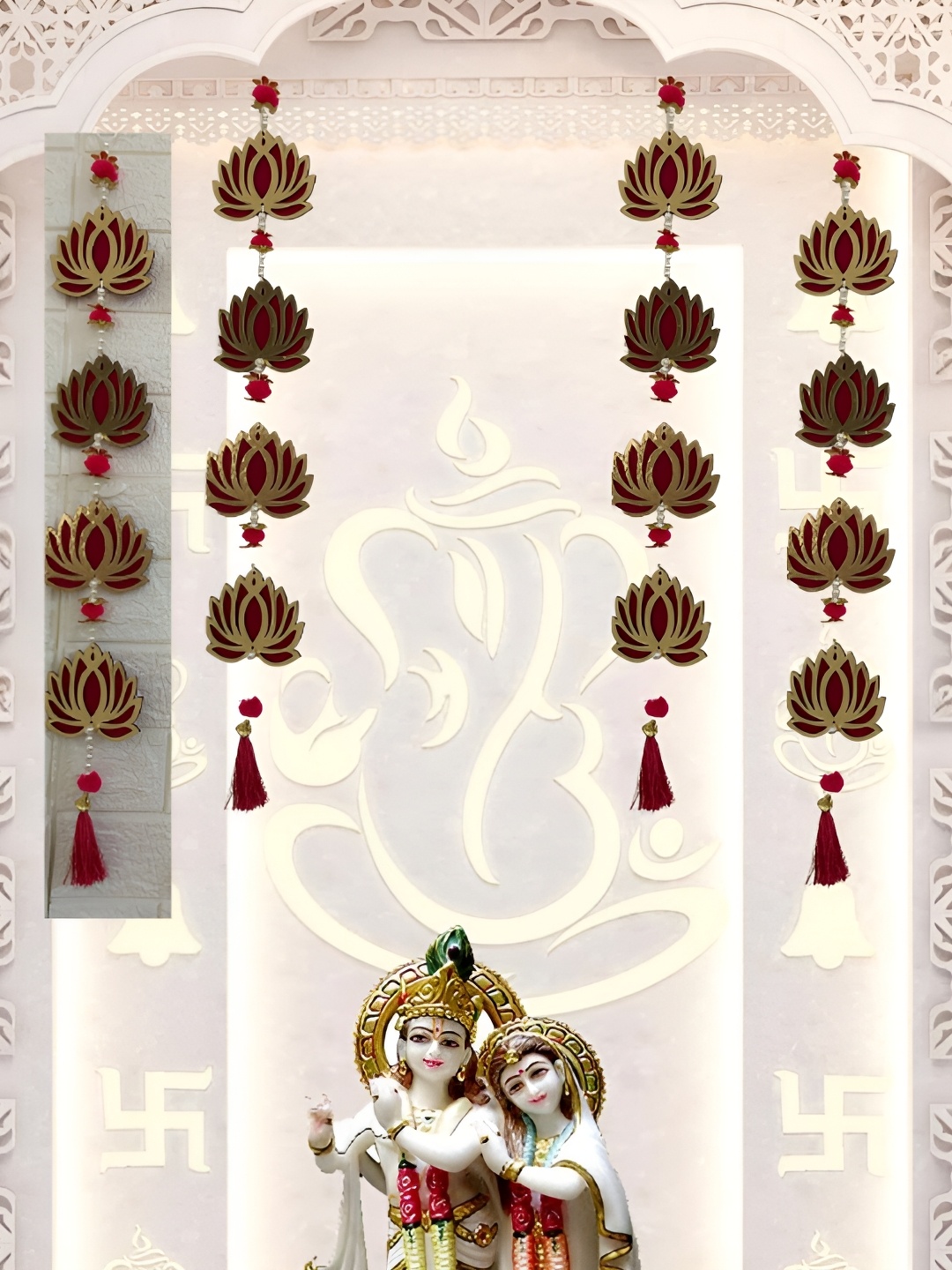 PLAYFUL STITCHES Maroon & Yellow 4 Pieces Floral Door Hanging