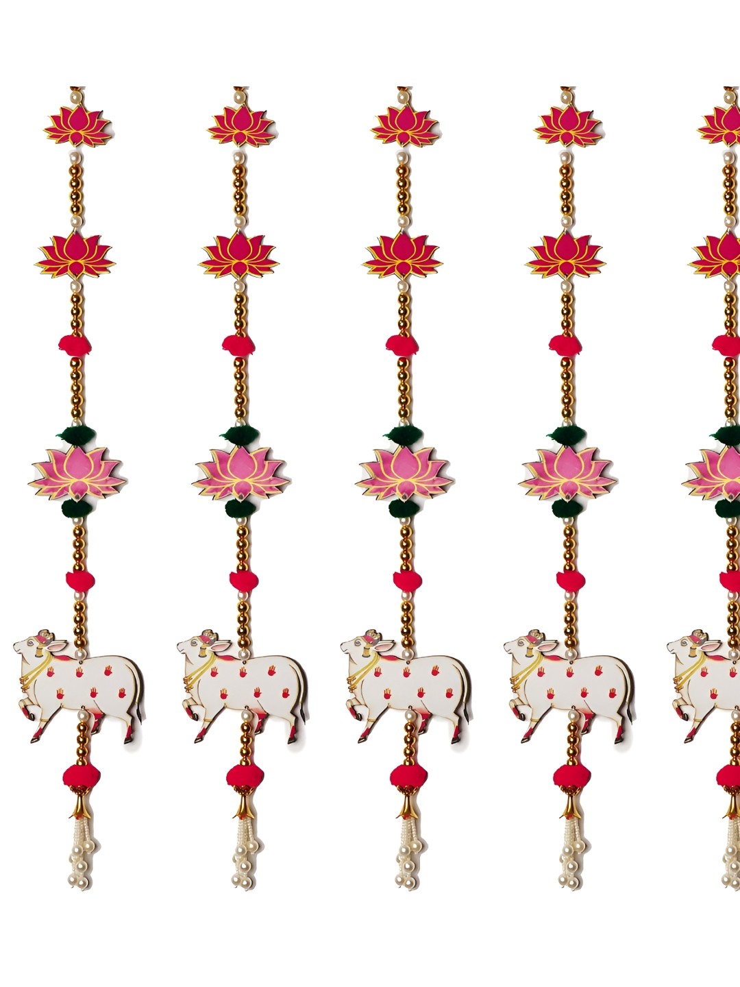 

PLAYFUL STITCHES Pink & White 4 Pieces Floral Door Hanging, Red