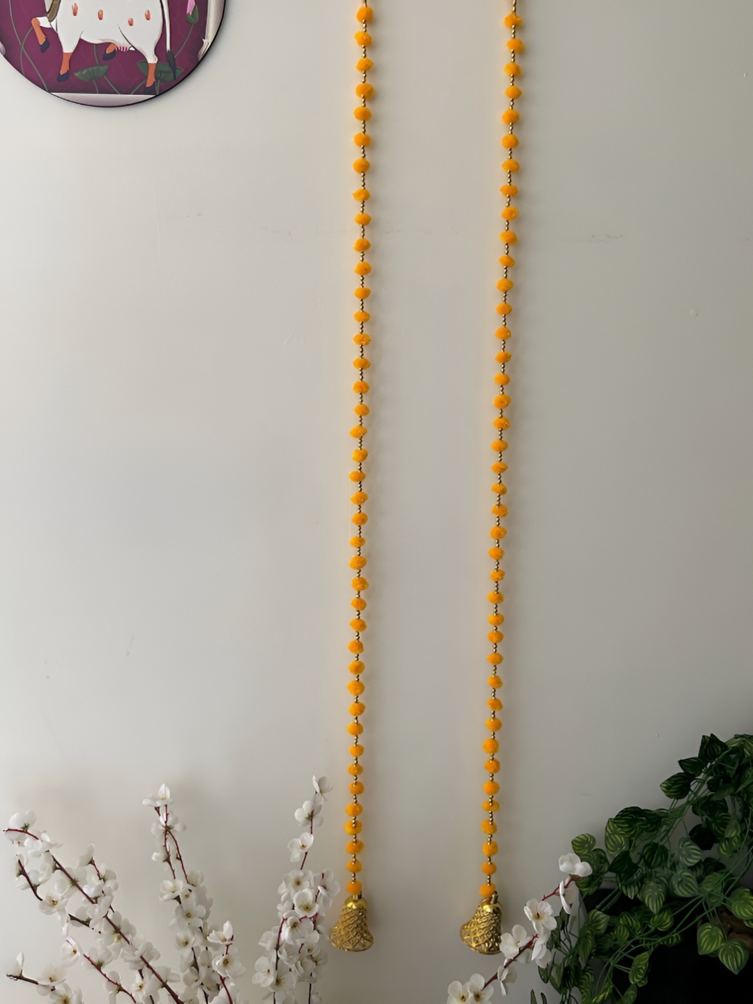 

PLAYFUL STITCHES Yellow 2 Pieces Floral Door Hanging