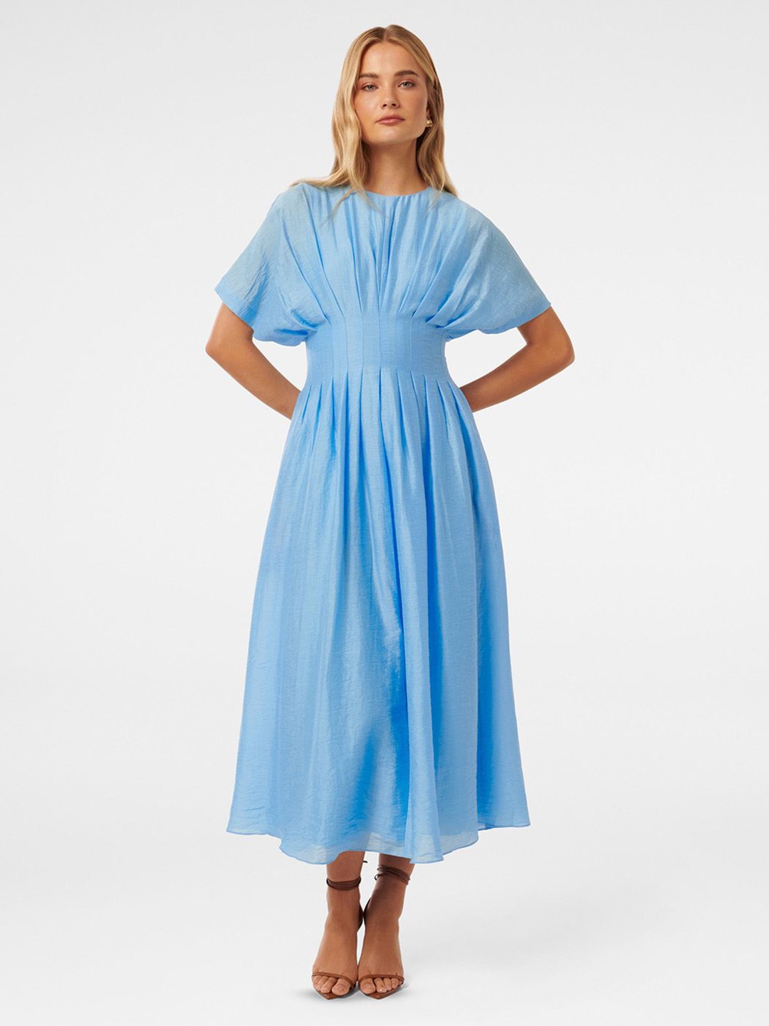 

Forever New Flared Sleeve Fit & Flare Midi Dress, Blue