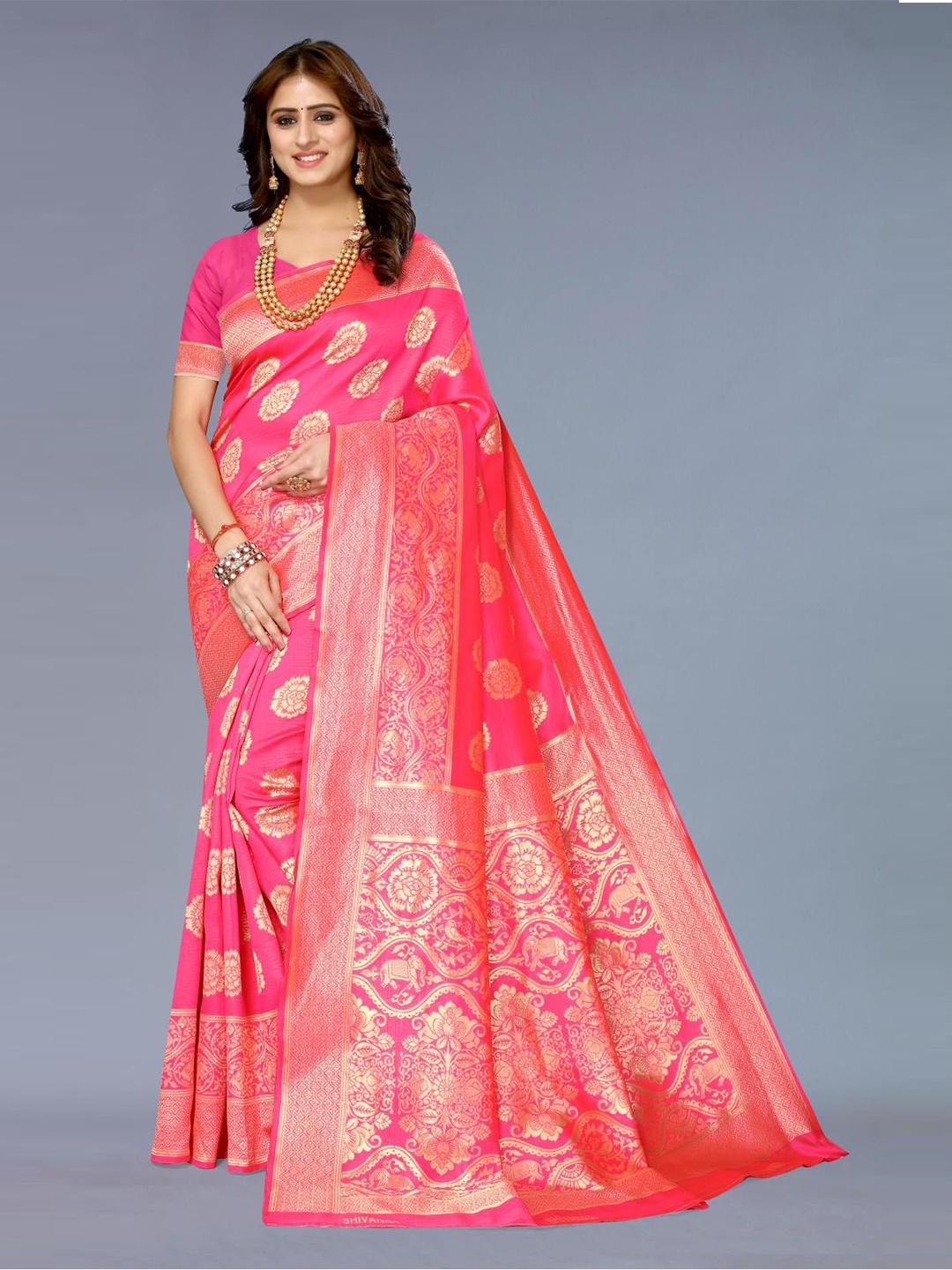 

Varanga Woven Design Zari Banarasi Saree, Pink