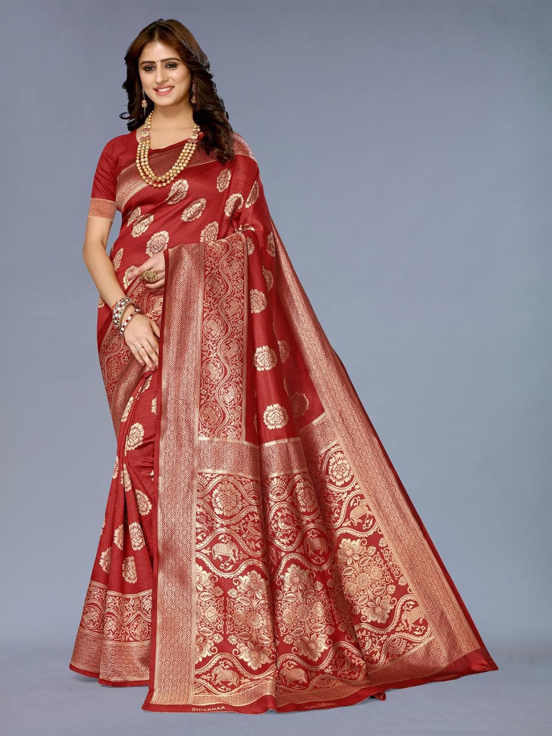 

Varanga Woven Design Zari Banarasi Saree, Maroon