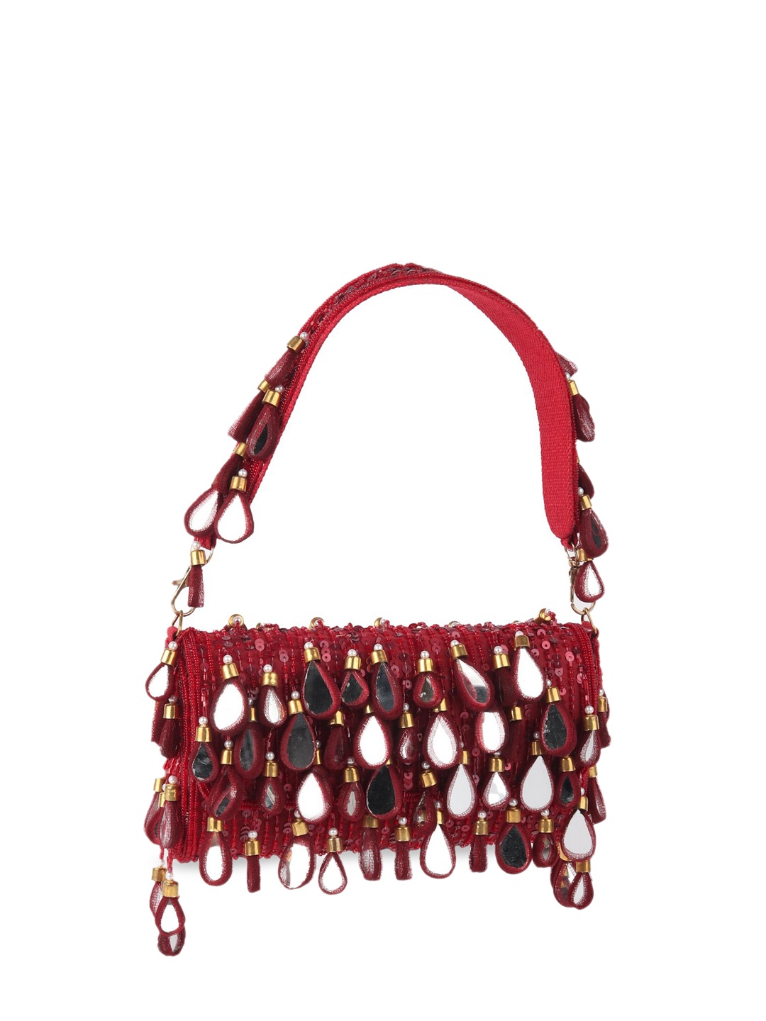 

ODETTE Printed Structured Handheld Bag, Red