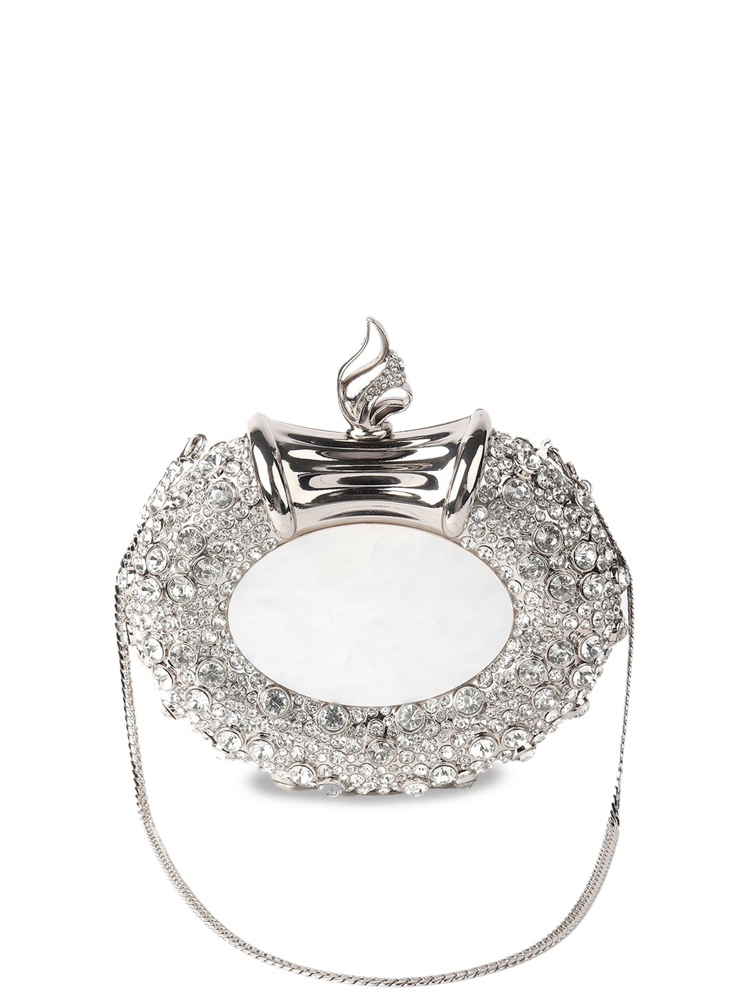 

ODETTE Structured Handheld Bag with Tasselled, Silver