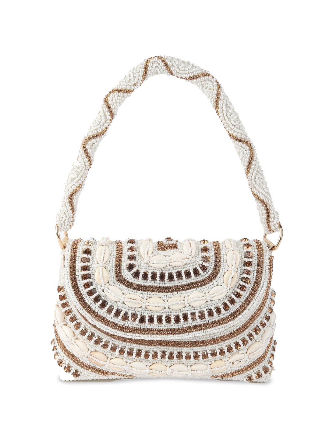 

ODETTE Printed Structured Tote Bag with Applique, White