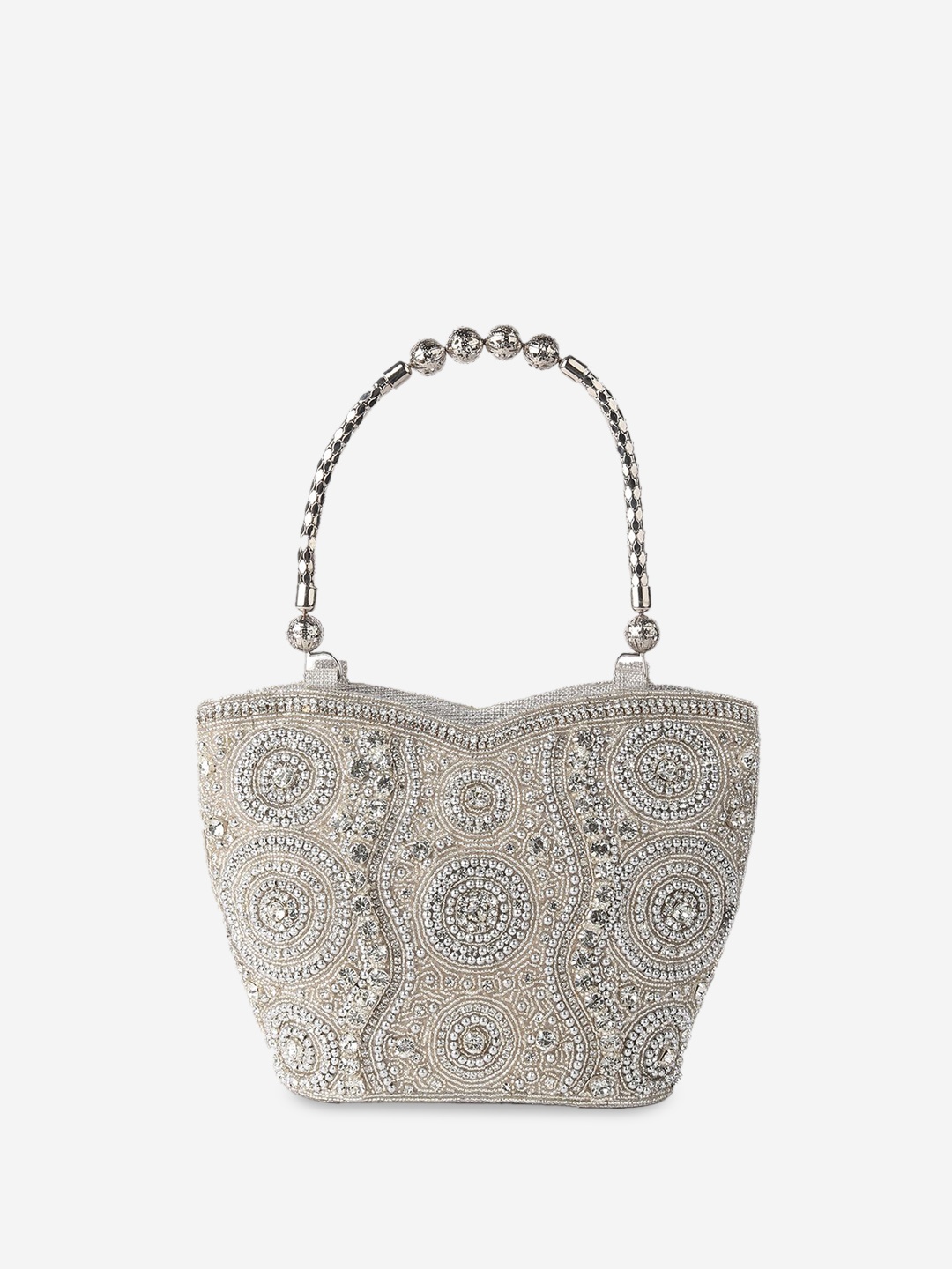 

ODETTE Colourblocked Structured Shoulder Bag, Silver