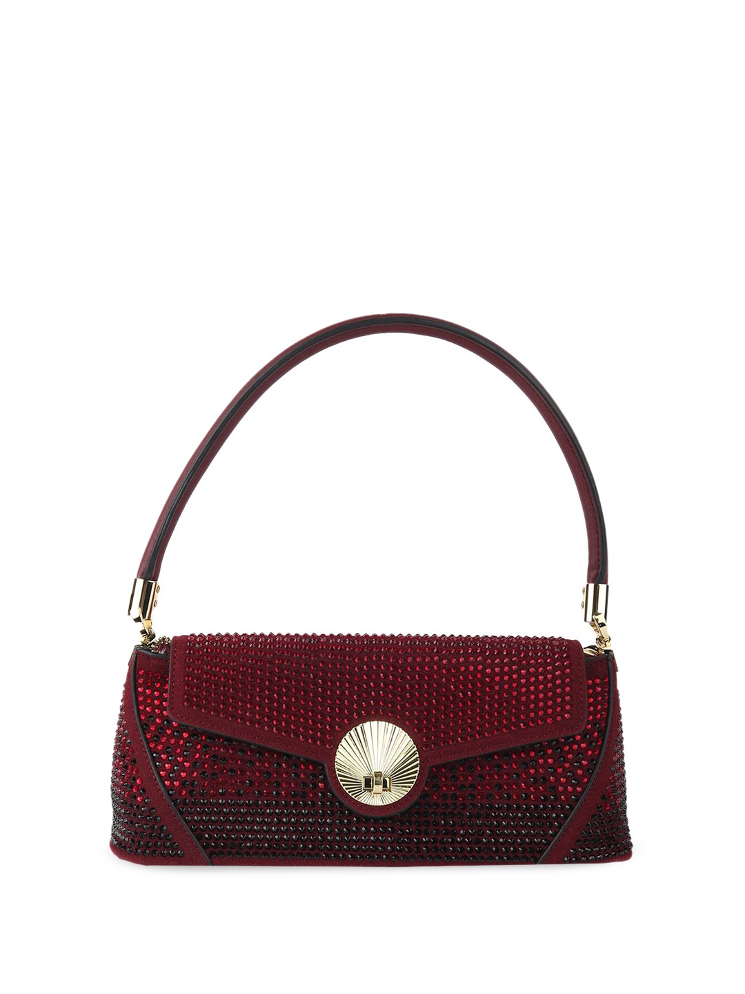 

ODETTE Textured Structured Sling Bag, Maroon