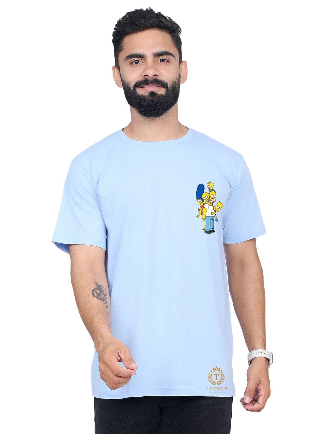 

TAJNAN Men Graphic Printed Round Neck T-shirt, Blue