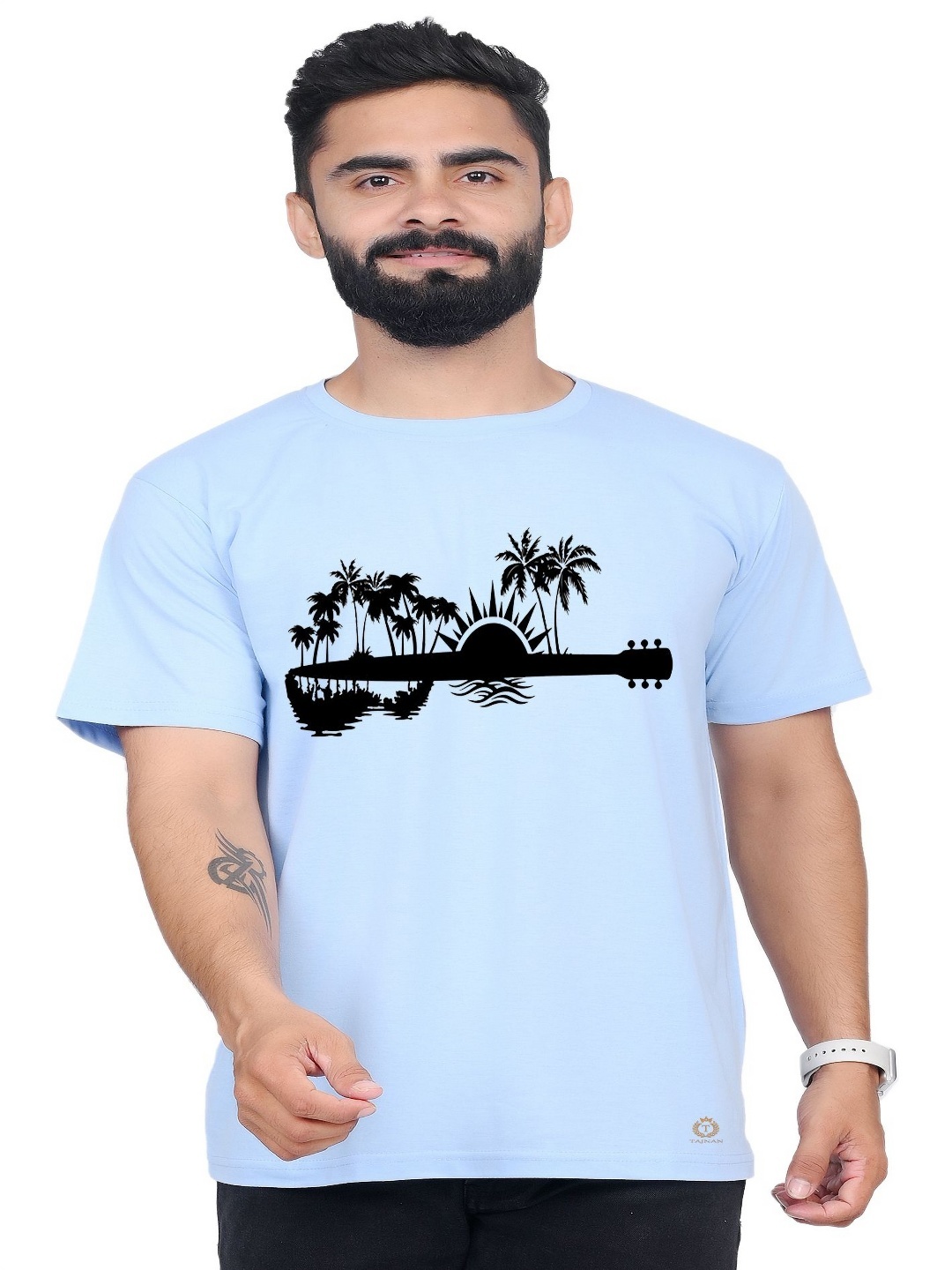 

TAJNAN Men Graphic Printed Round Neck T-shirt, Blue