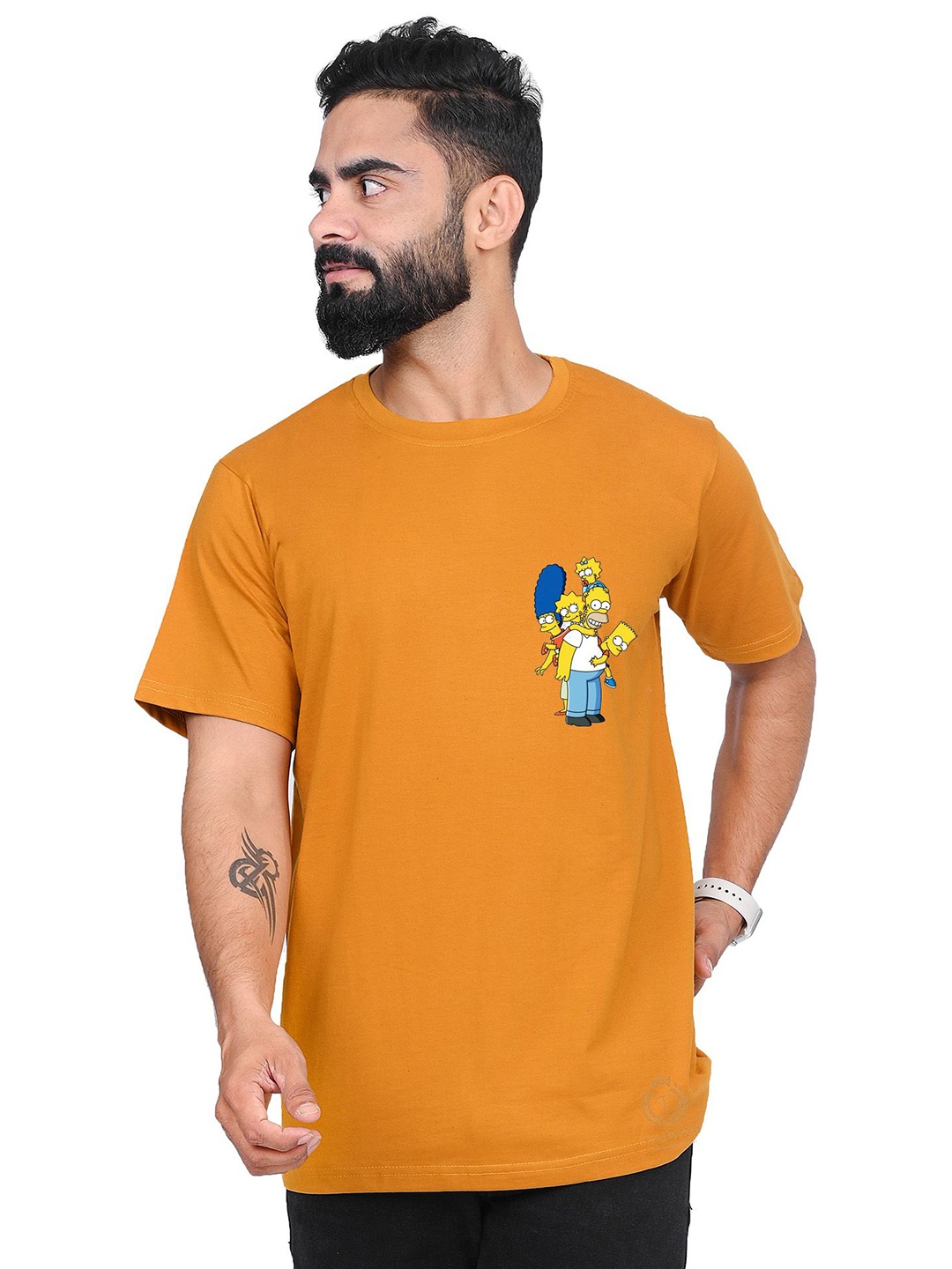 

TAJNAN Men The Simpsons Graphic Printed Round Neck T-shirt, Orange