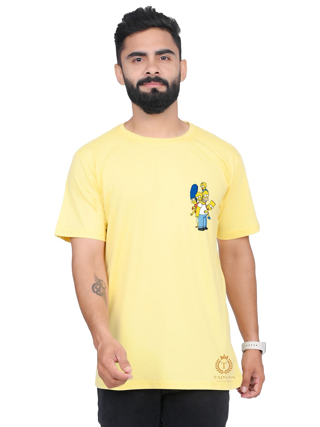 

TAJNAN Men Pockets T-shirt, Yellow