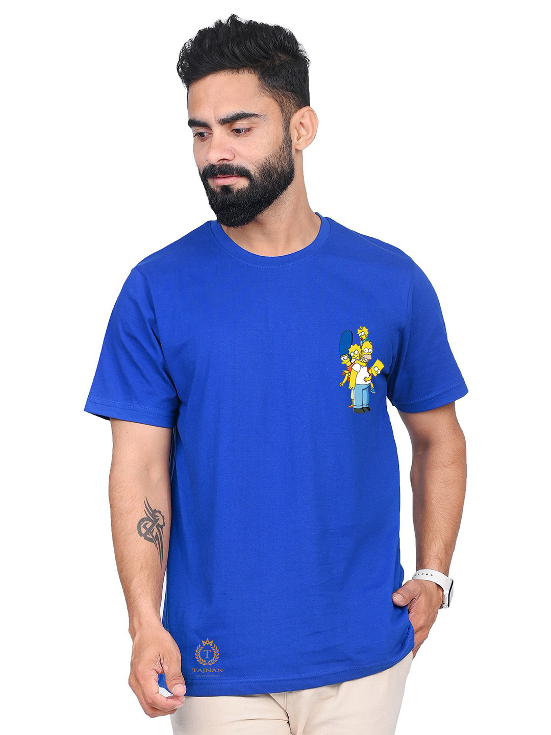 

TAJNAN Men The Simpsons Graphic Printed Round Neck T-shirt, Blue