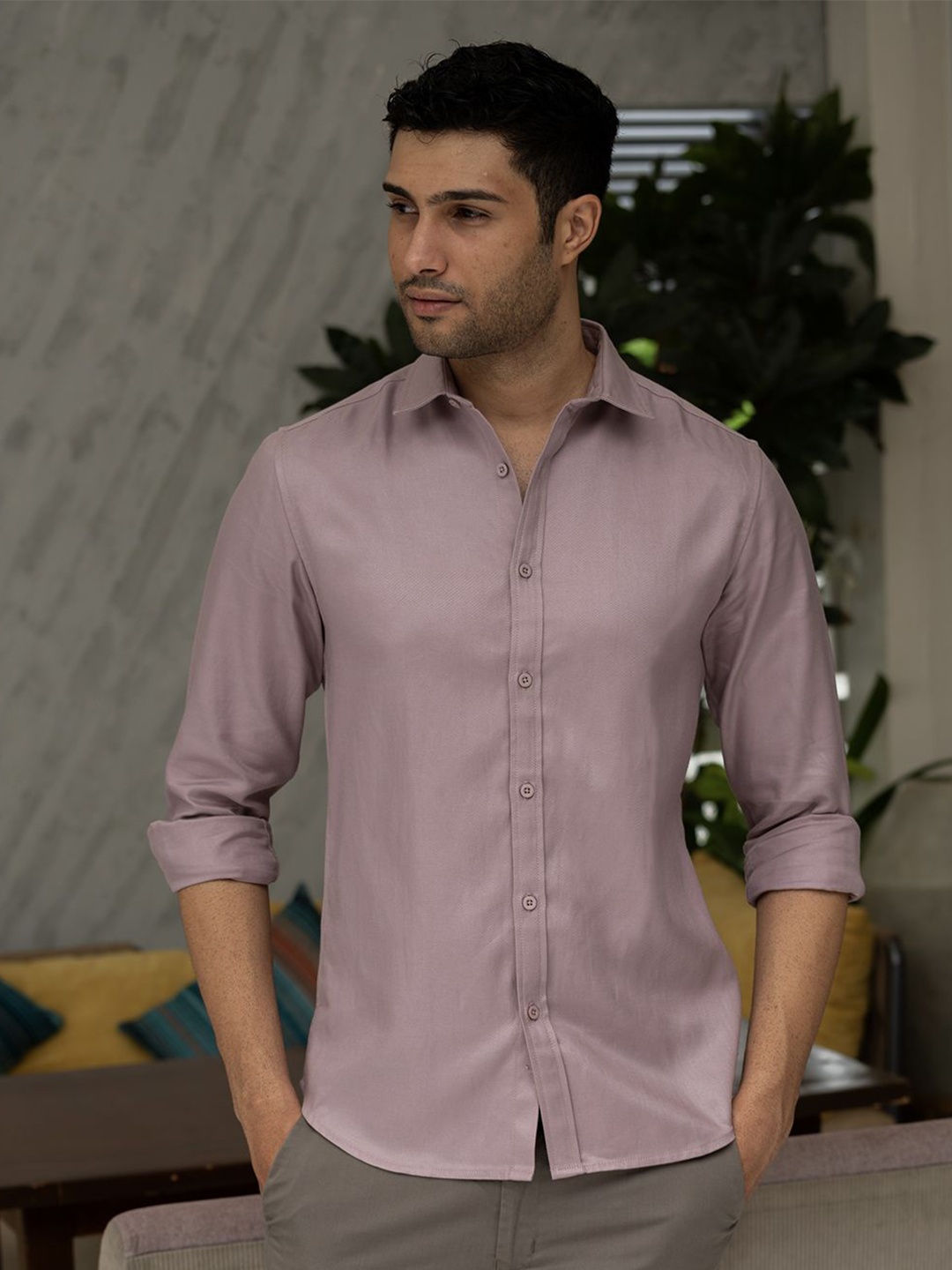 

ARISTOBRAT Men Slim Fit Opaque Casual Shirt, Mauve