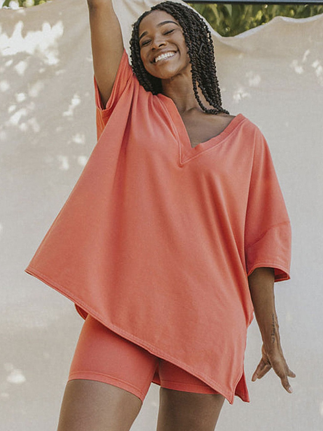

LULU & SKY Relaxed Fit Top & Shorts Co-Ords, Orange