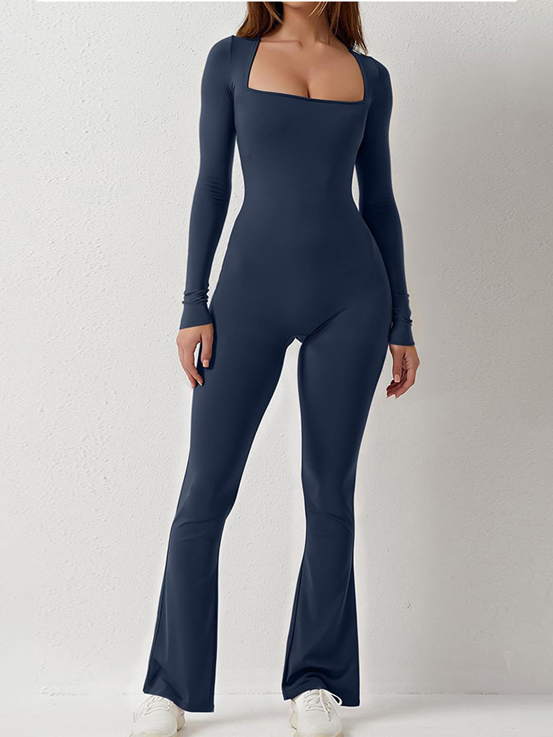 

LULU & SKY Square Neck Basic Jumpsuit, Navy blue