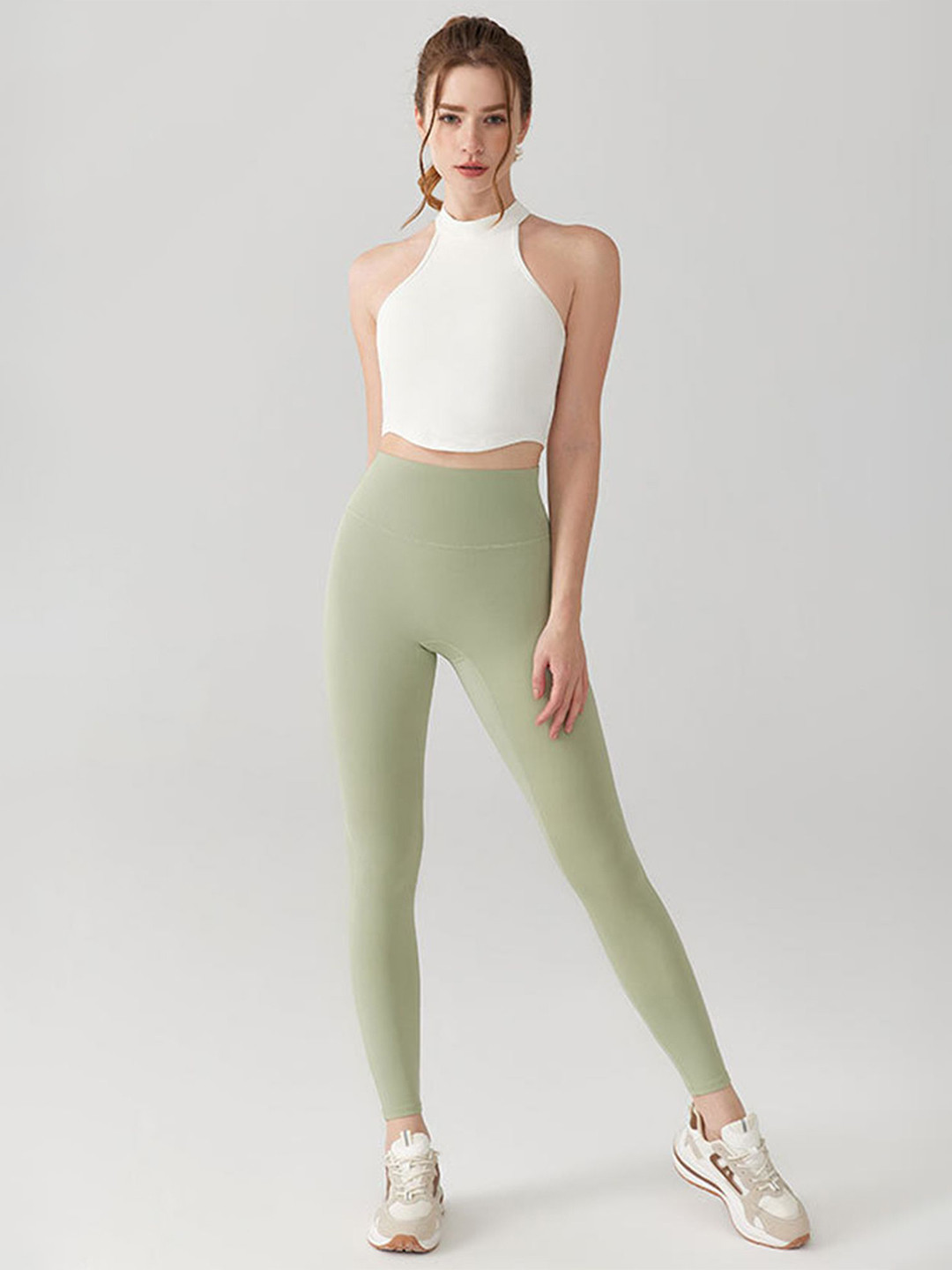 

LULU & SKY Solid High Neck Crop Top, White