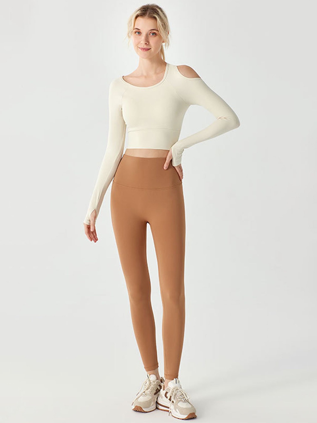 

LULU & SKY Cold-Shoulder Crop Top, Off white