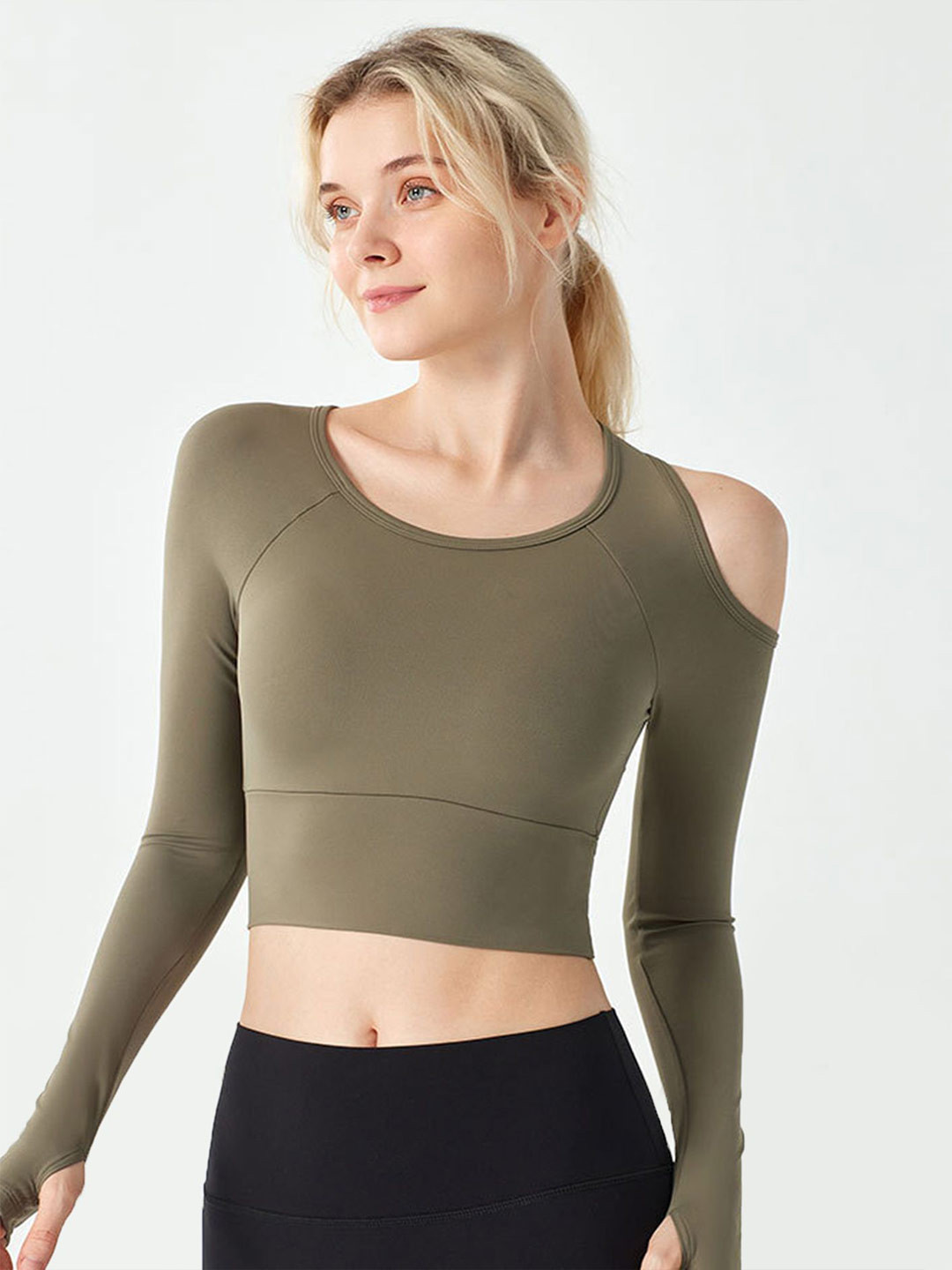 

LULU & SKY Cold-Shoulder Crop Top, Green