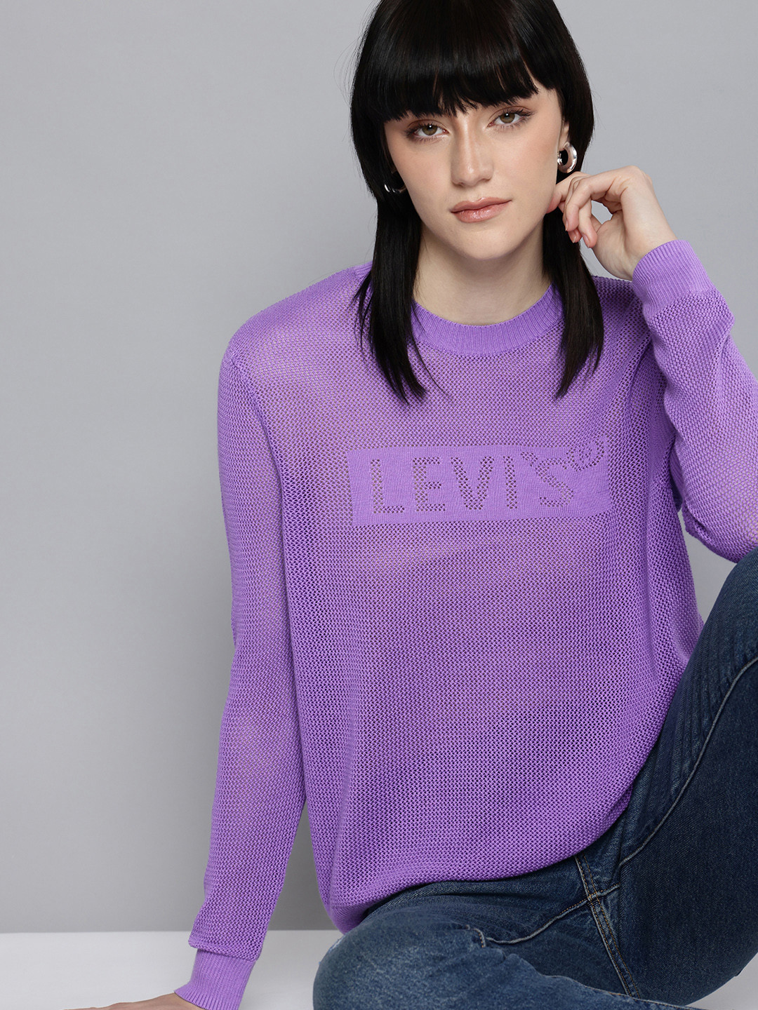 

Levis Self Design Pullover Sweater, Purple