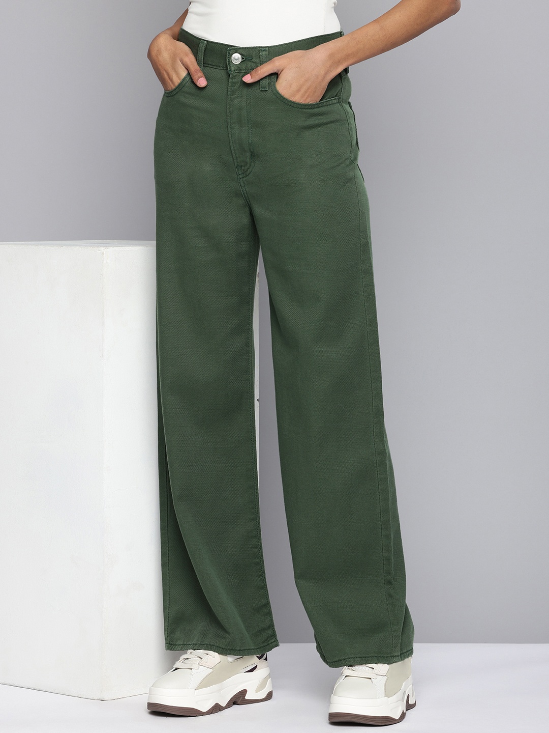 

Levis Women Wide Leg High Rise Jeans, Green