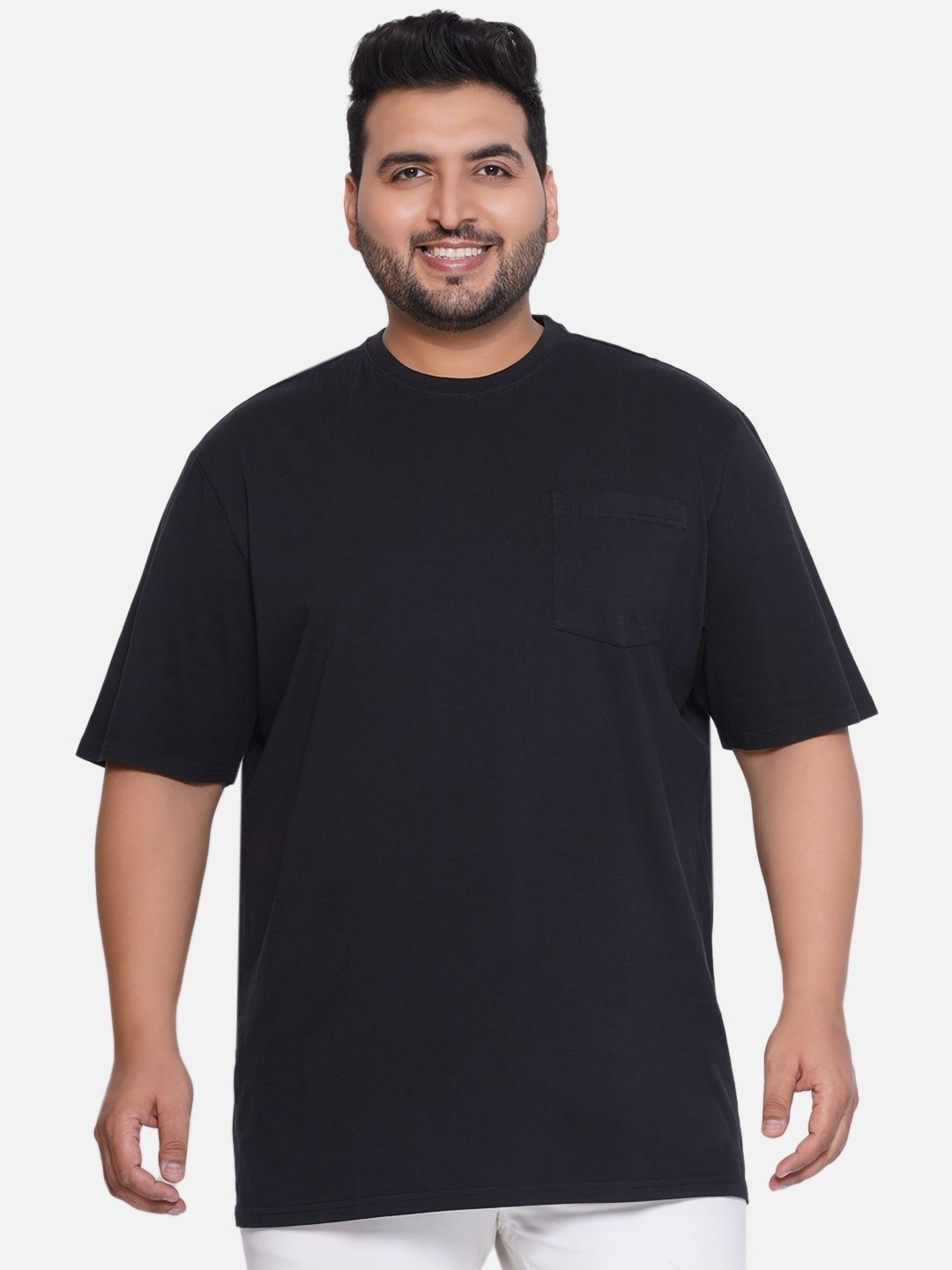 

Santonio Men Plus Size Solid Polo Collar Cotton T-Shirt, Black