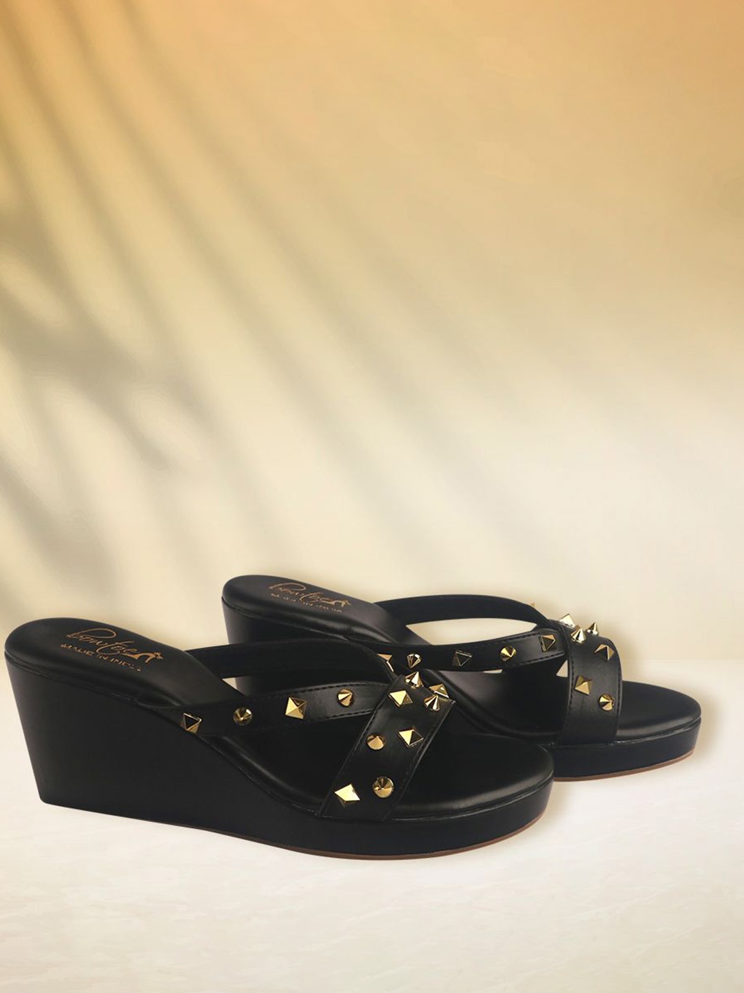 

Bowtoes Embellished Wedge Sandals, Black