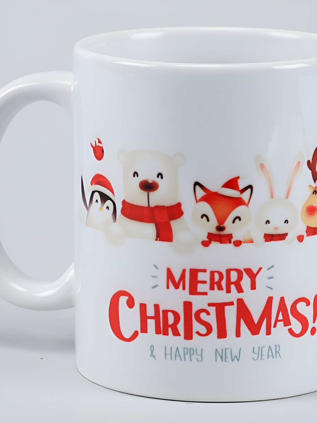 

fnp White & Red Printed Ceramic Glossy Mug 325 ml