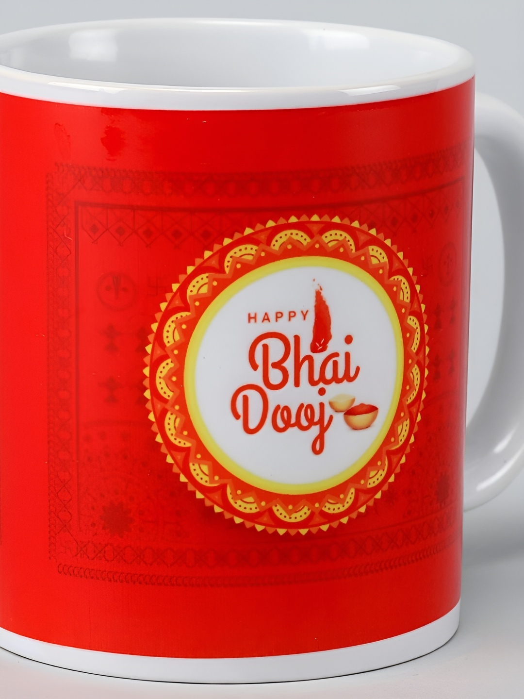 

fnp White & Red Graphic Printed Ceramic Glossy Mug 325ml