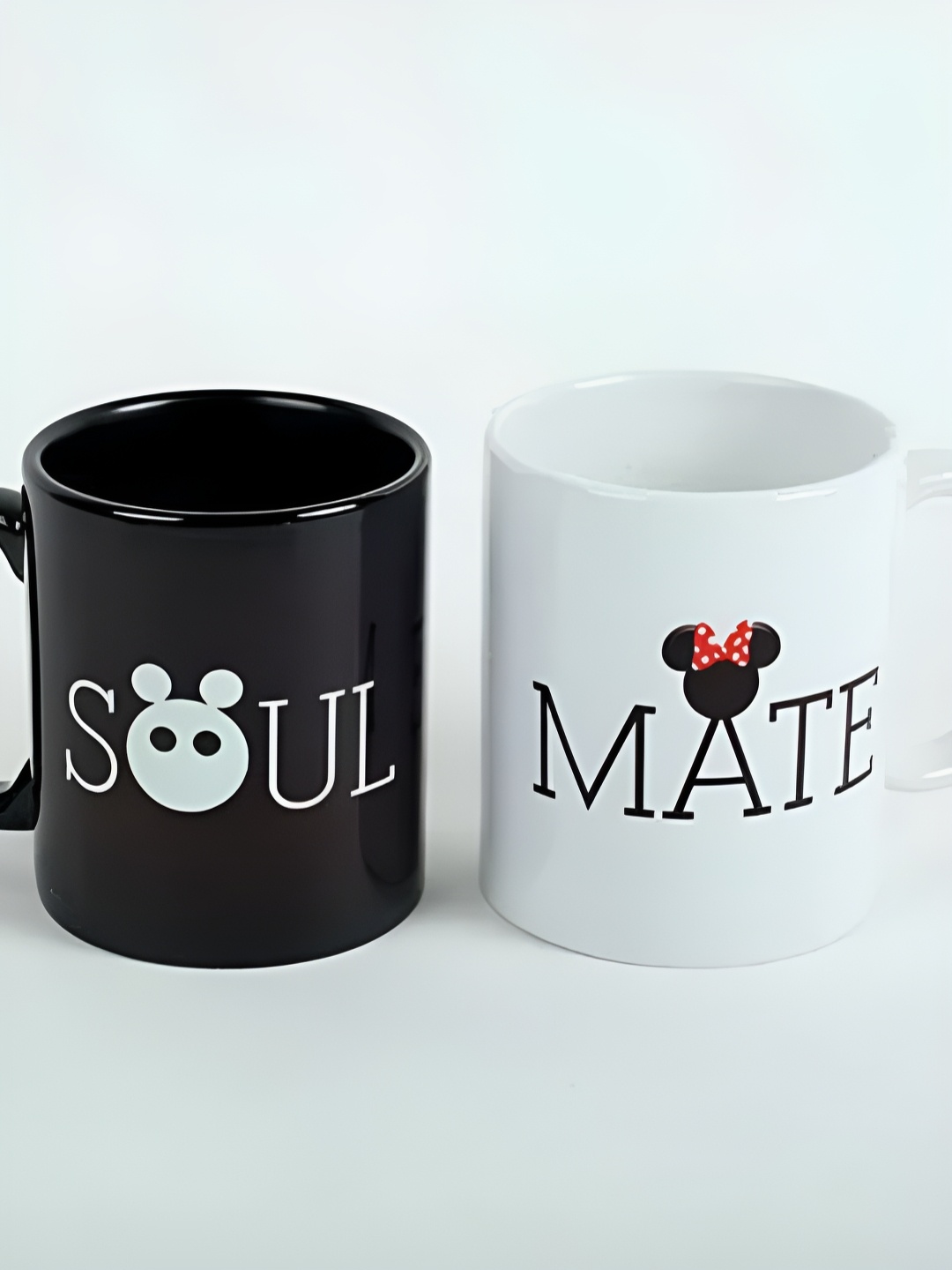 

fnp White & Black 2 Pieces Typography Printed Ceramic Glossy Mugs 325ml Each