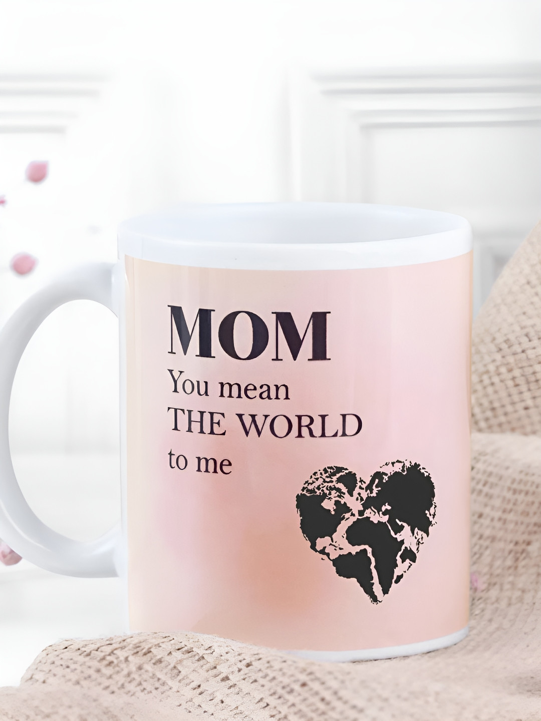 

fnp White & Pink Typography Printed Ceramic Glossy Mug 325ml