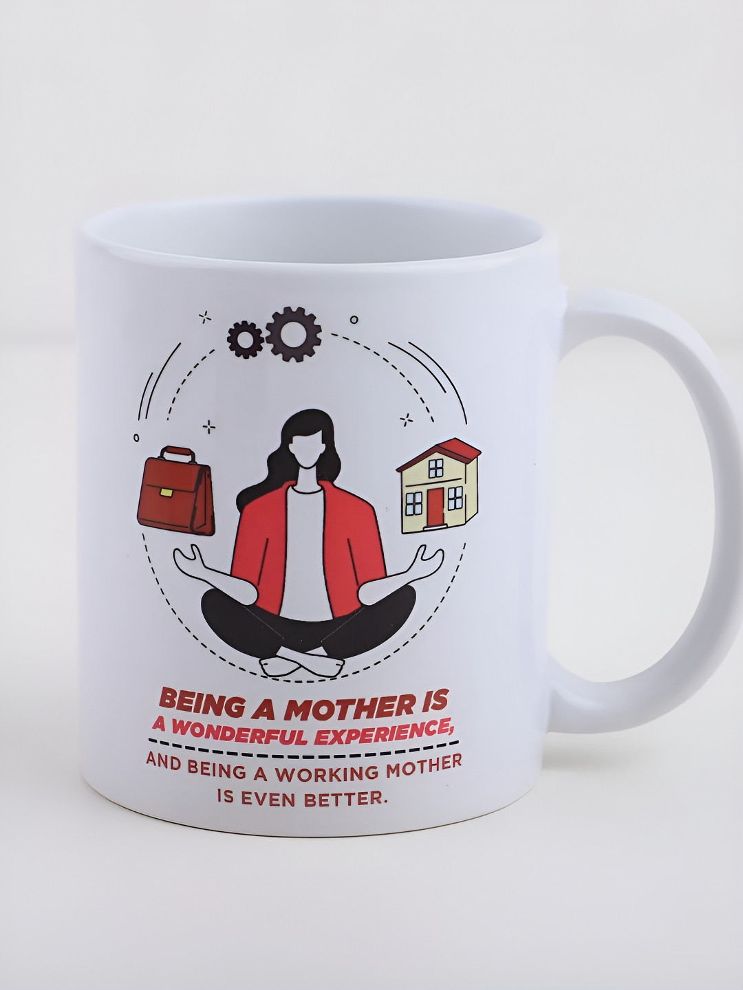 

fnp White & Red Graphic Printed Ceramic Glossy Mug 325ml