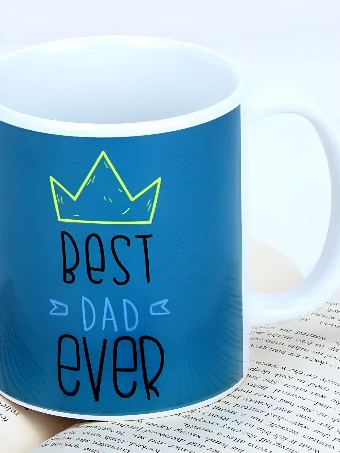 

fnp White & Blue Typography Printed Ceramic Glossy Mug 325ml