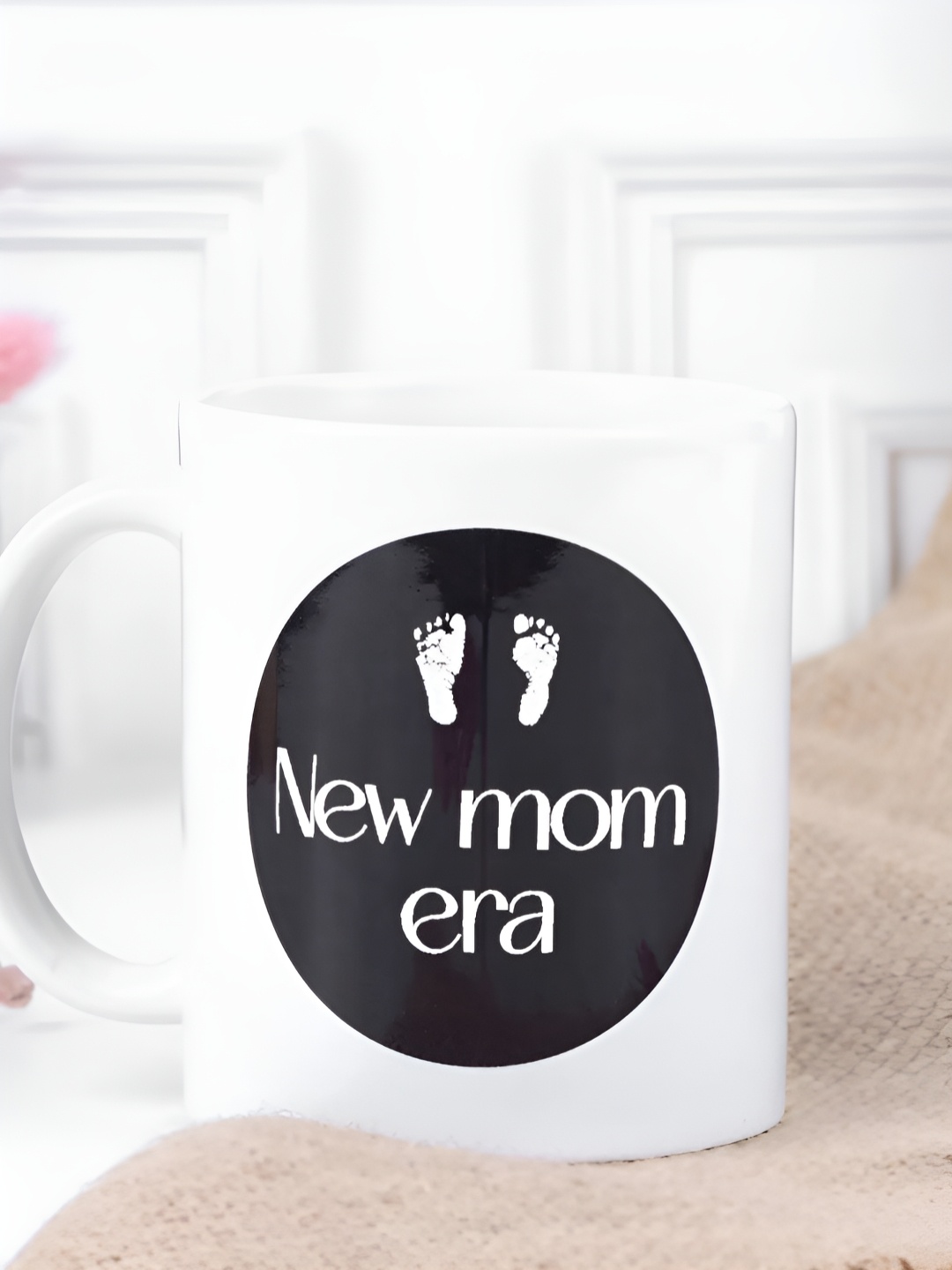 

fnp White & Black Printed Ceramic Glossy Mug 325 ml
