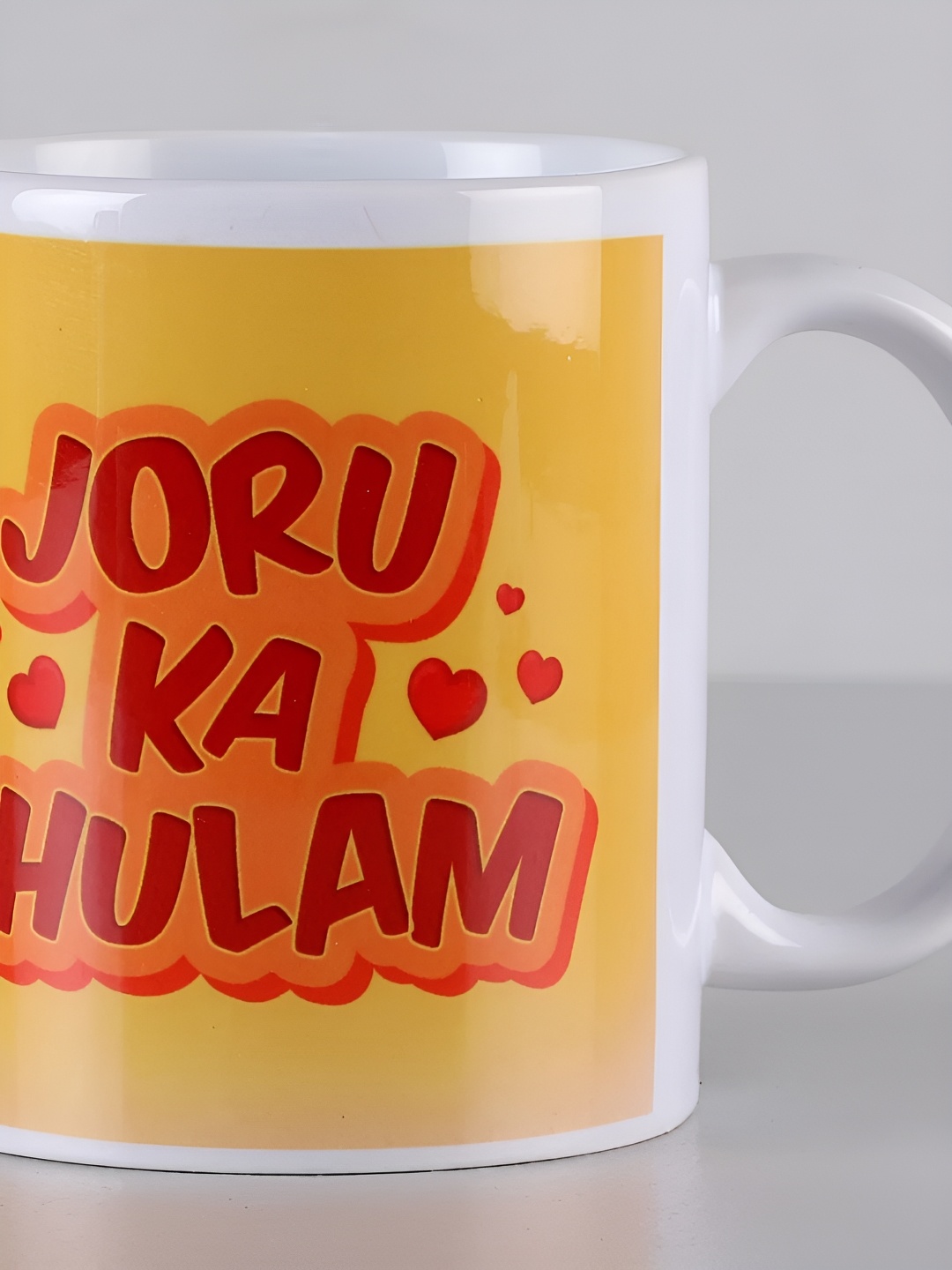

fnp White & Yellow Typography Printed Ceramic Glossy Mug 325 ml