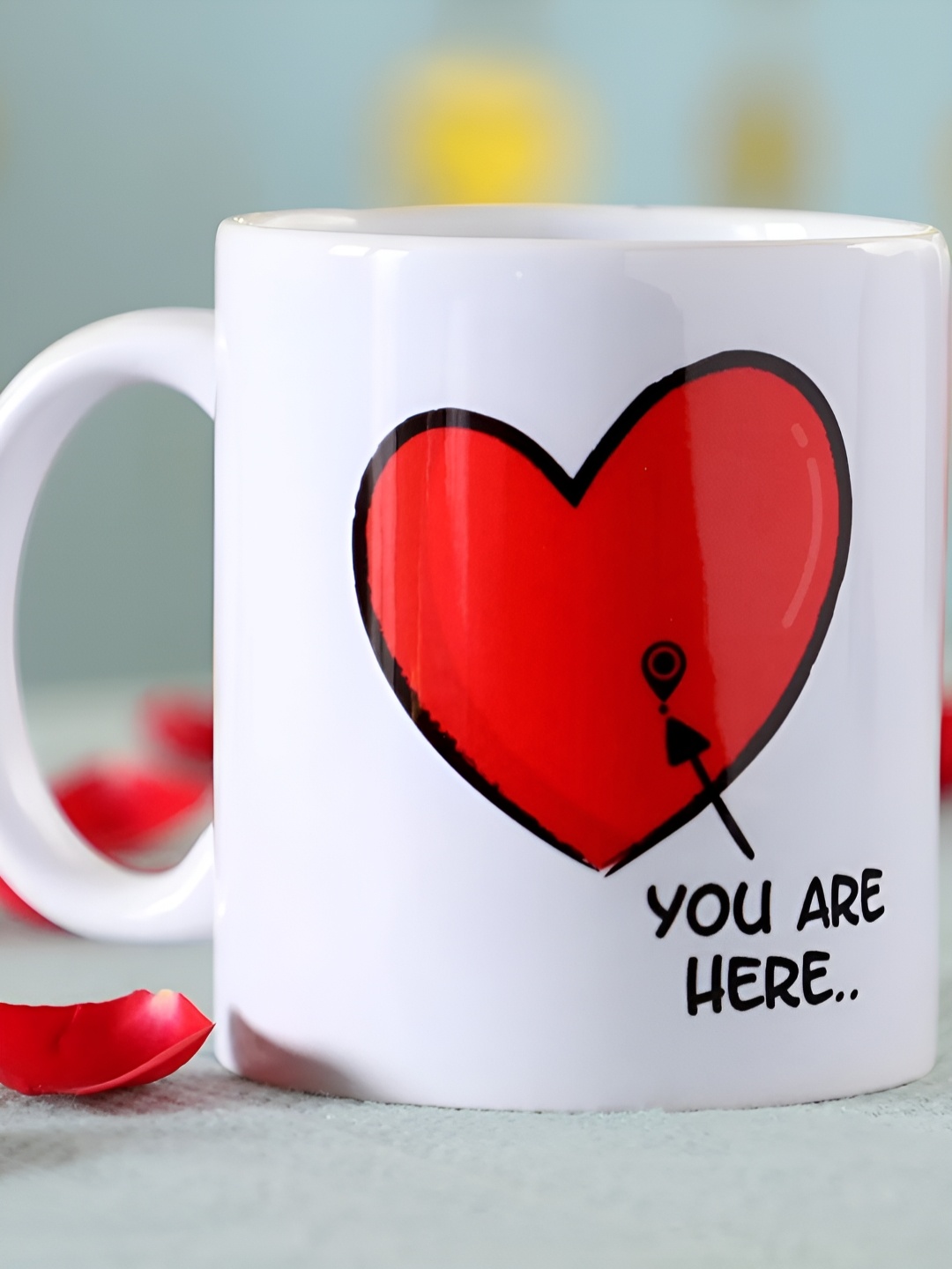 

fnp White & Red Graphic Printed Ceramic Glossy Mug 325ml