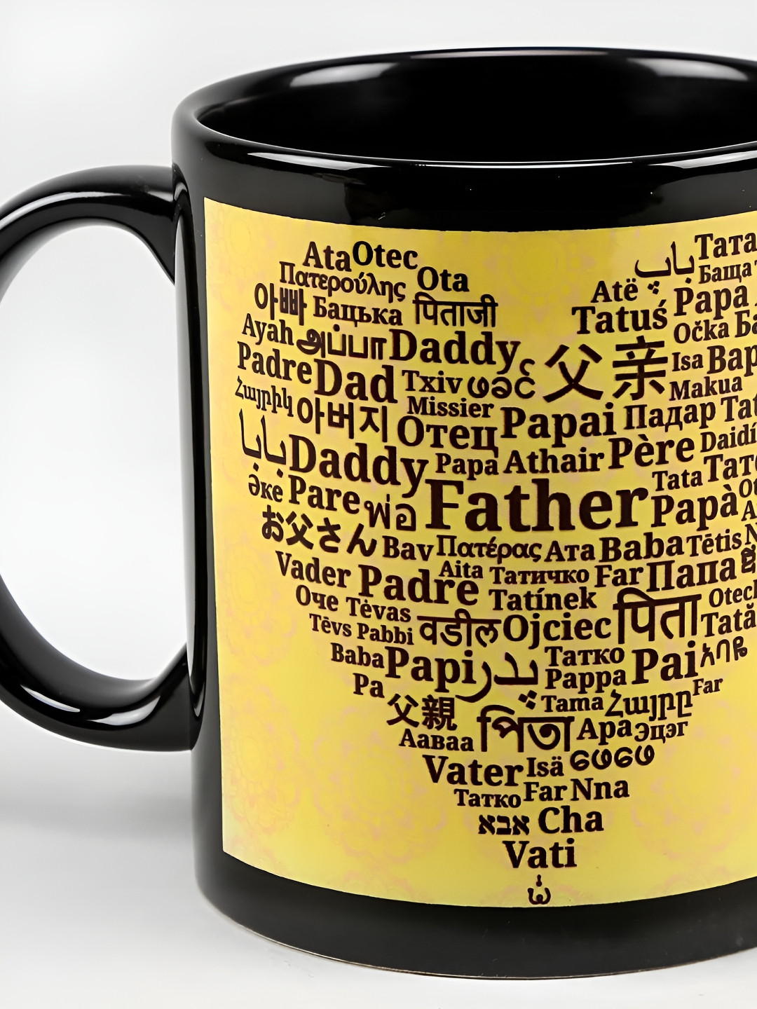

fnp Black & Yellow Typography Printed Ceramic Glossy Mug 325ml