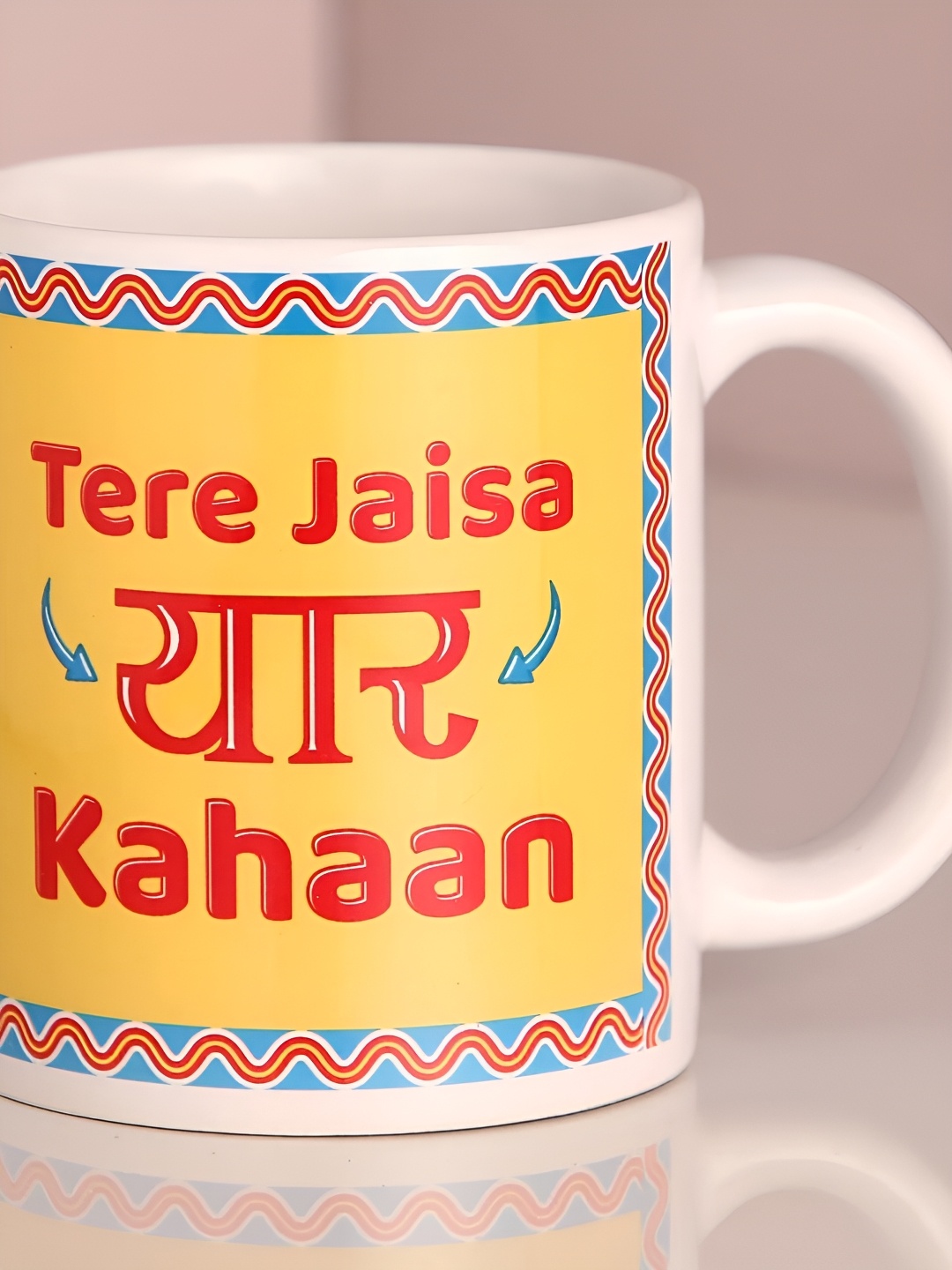 

fnp White & Yellow Typography Printed Ceramic Glossy Mug 325ml