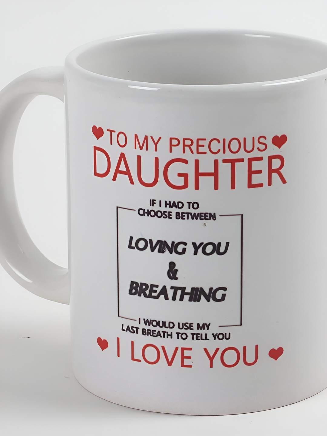 

fnp White & Red Typography Printed Ceramic Glossy Mug 325ml