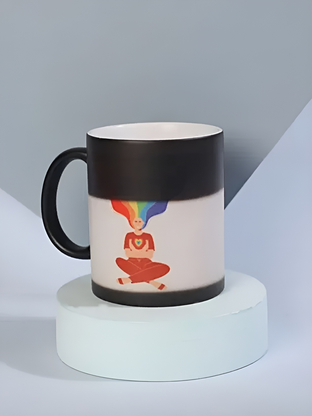 

fnp Black & Red Graphic Printed Ceramic Glossy Magic Mug 325ml