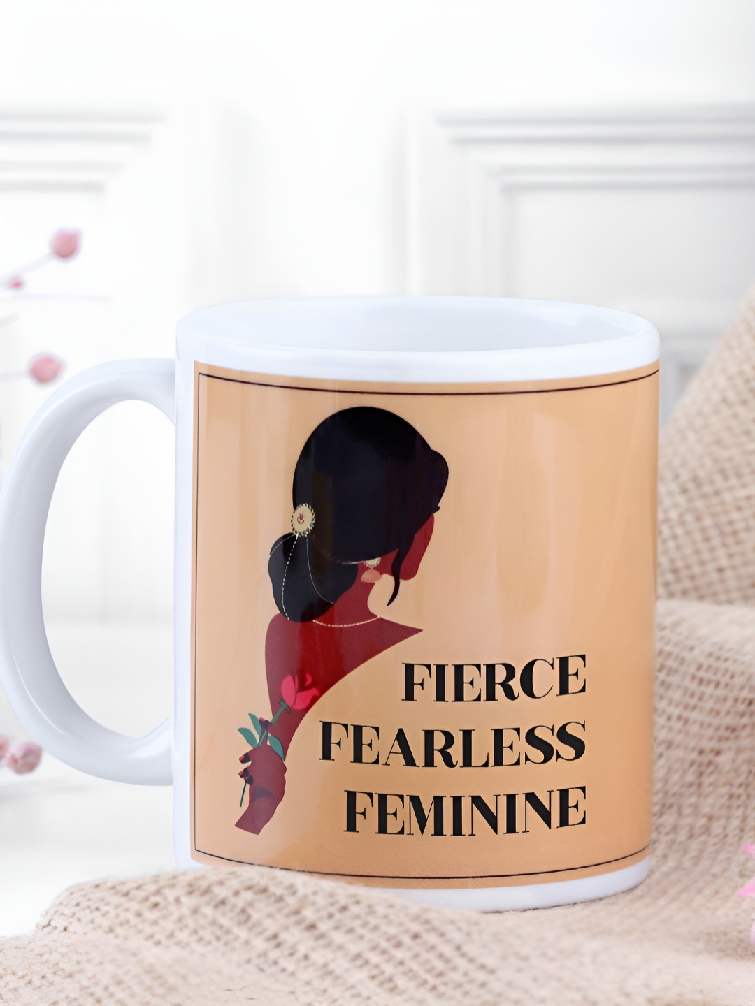

fnp White & Black Graphic Printed Ceramic Glossy Mug 325ml