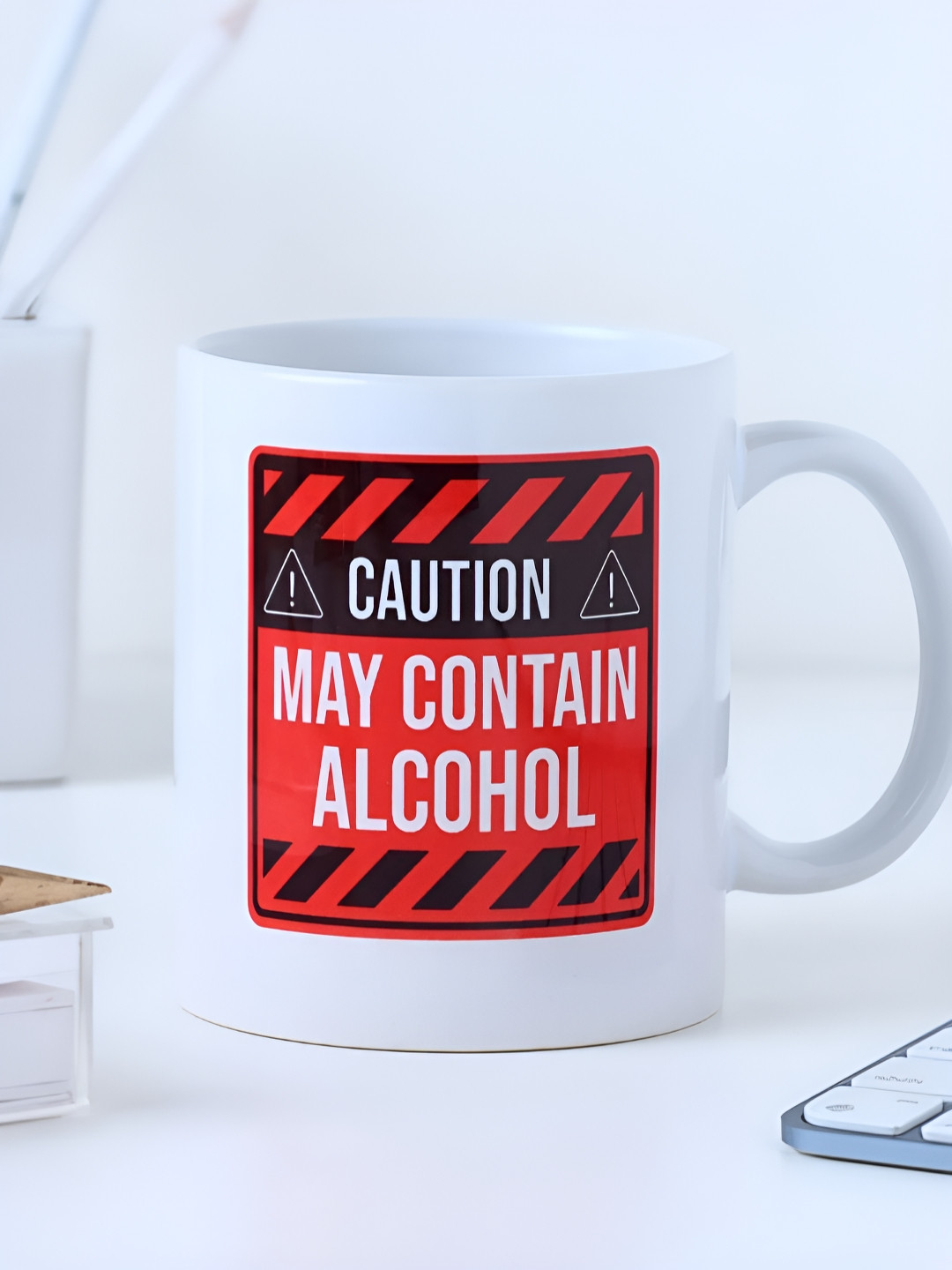 

fnp White & Red Printed Ceramic Glossy Mugs 325 ml